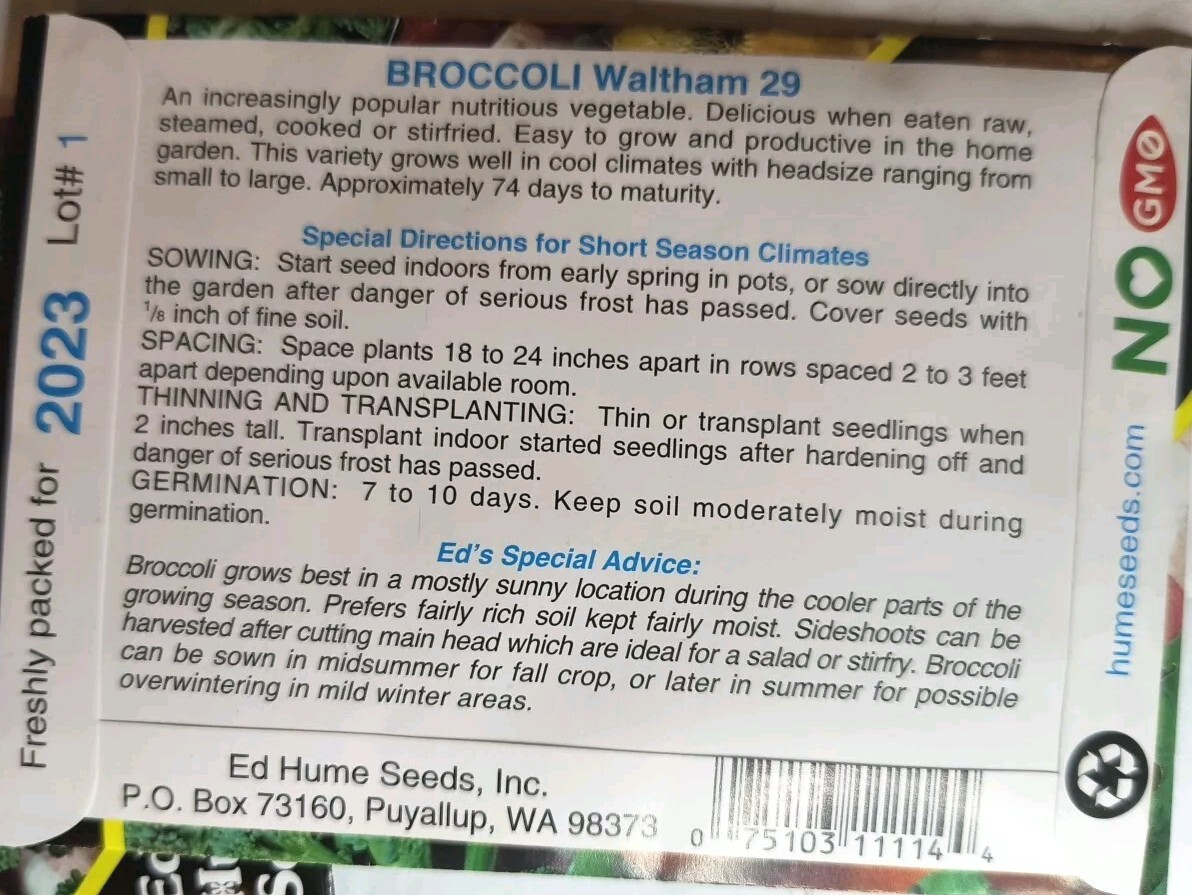 Lot Of 13 Ed Hume Non GMO Herb Mix, Broccoli & Salad Lettuce Seeds