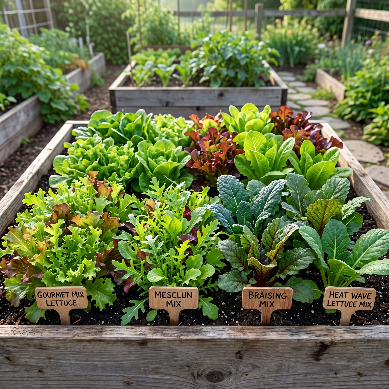 SALAD GARDEN COLLECTION Lettuce Mesclun Heat Tolerant 4 Packs 4000 Seeds