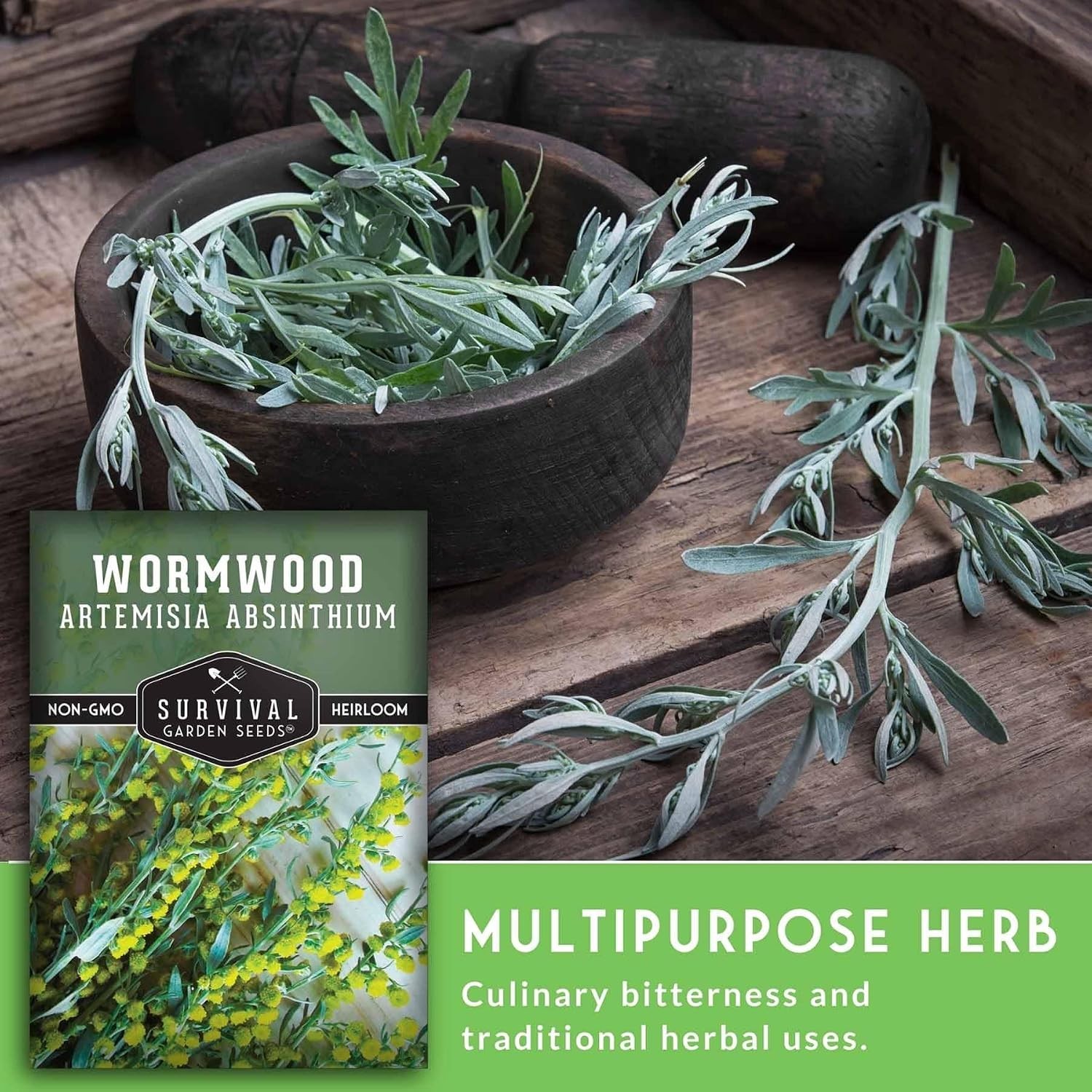 5-Pack Heirloom Wormwood Seeds – Deer Resistant Medicinal Herb for Home Gardens