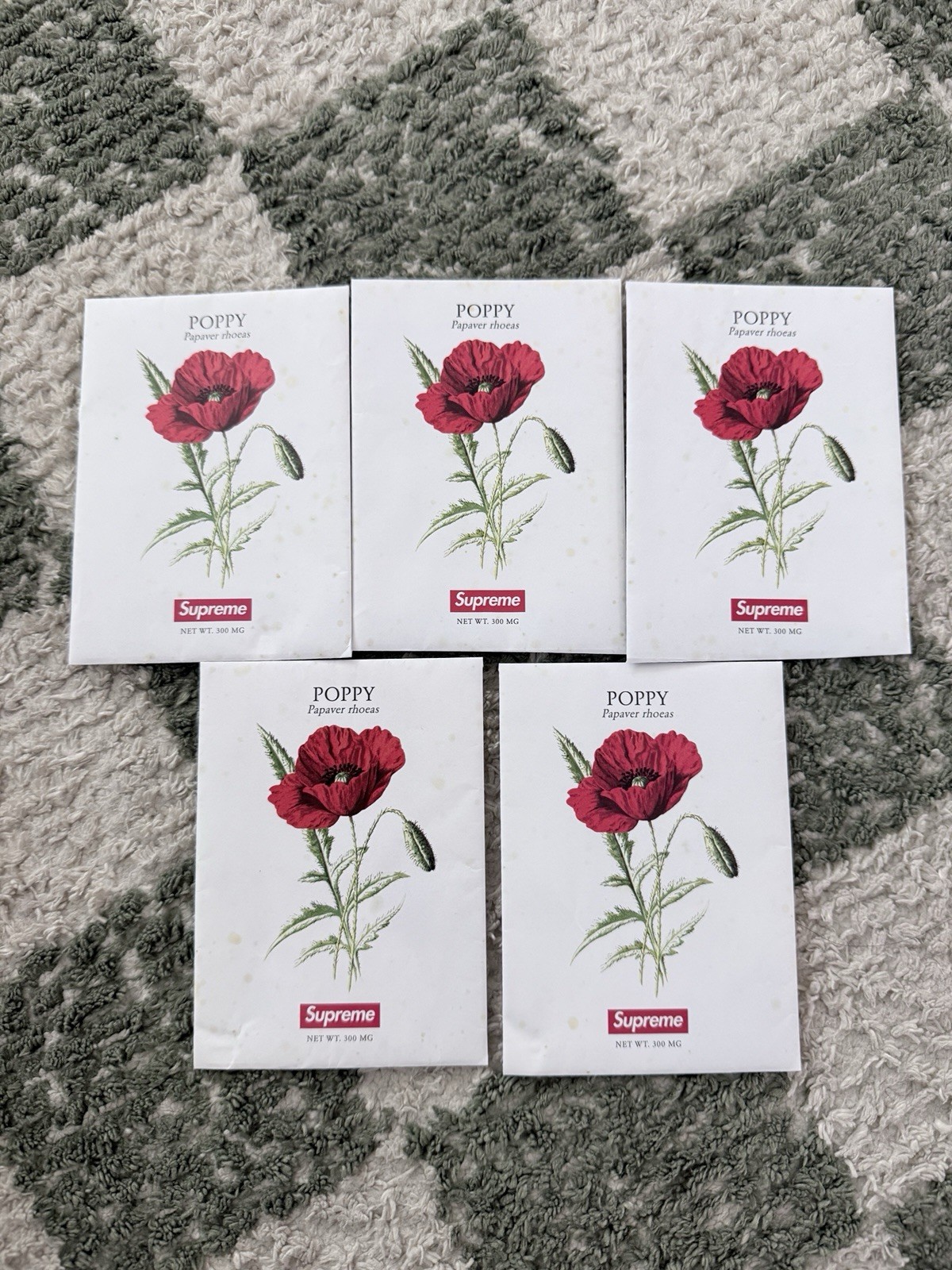 5 SUPREME BOGO POPPY SEEDS Pack SS18 Box Logo Plant Flower Seed Papaver Rhoeas
