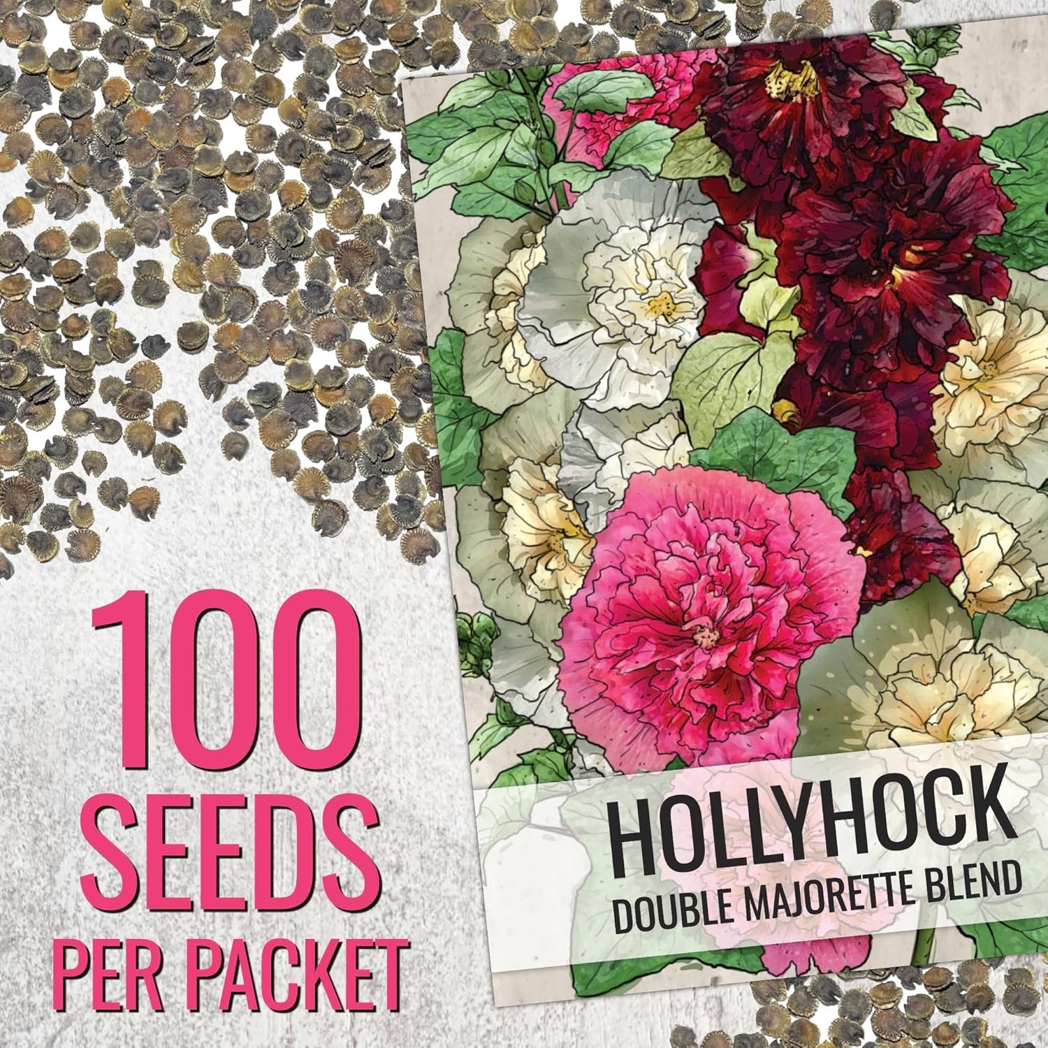 Alcea Rosea Double Majorette Seeds – Mixed Biennial Flower for Vibrant Gardens