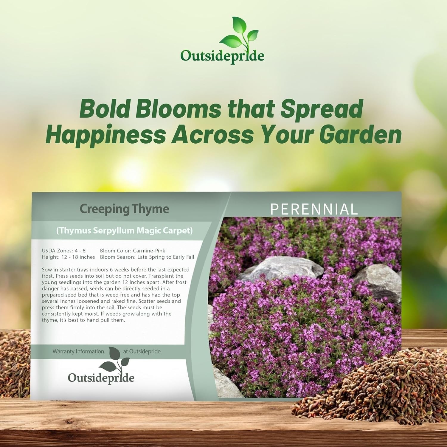 1000 Seeds Creeping Thyme Drought Resistant Thymus Serpyllum Magic Carpet
