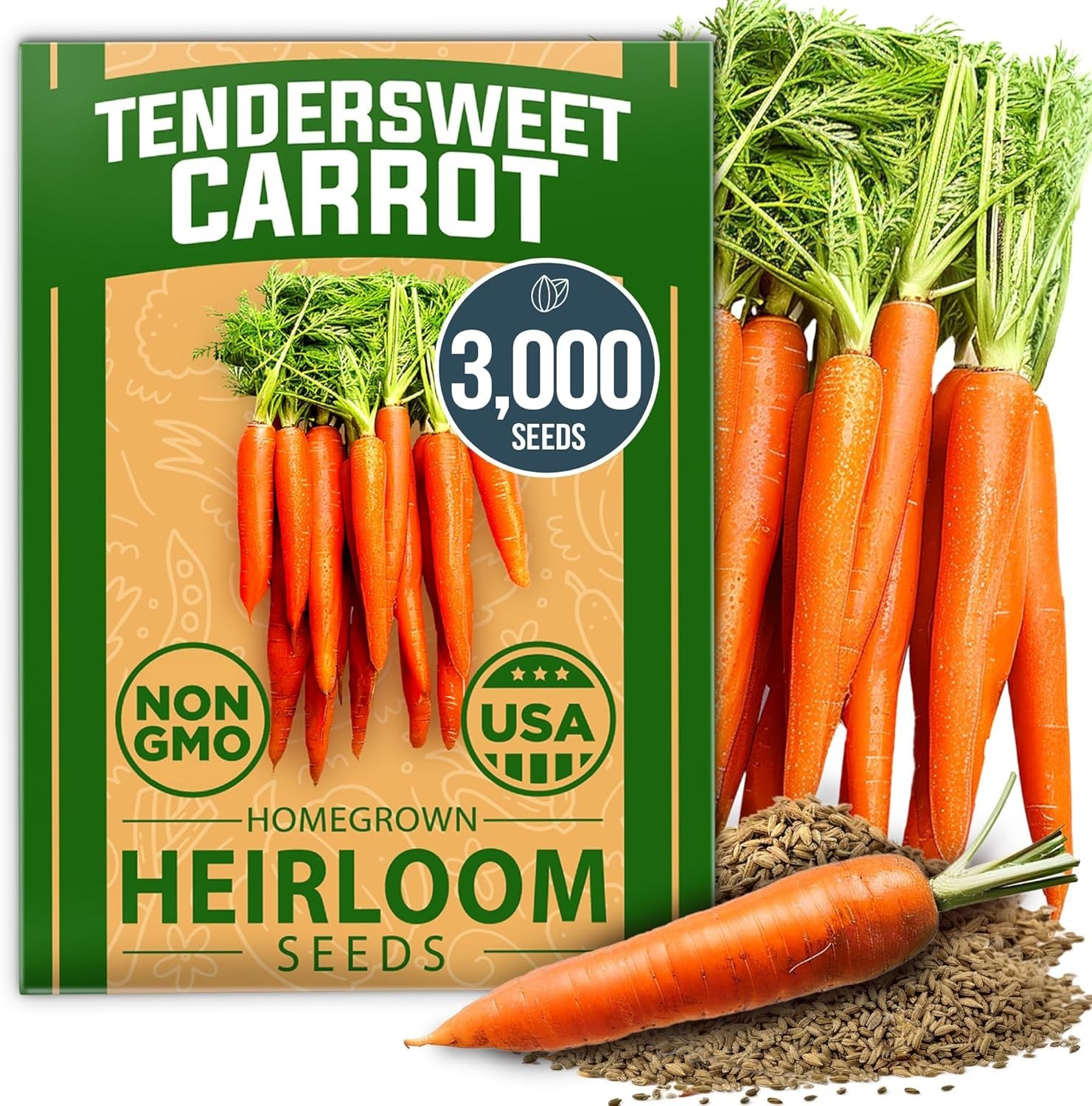 Tendersweet 3000+ Carrot Seeds | NON-GMO Carrot Seeds | Fresh Heirloom Seeds