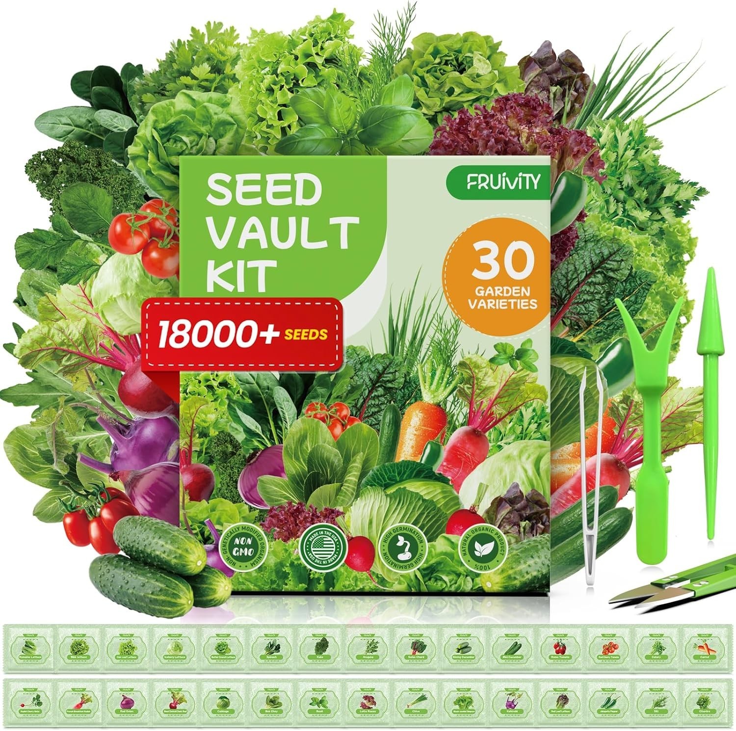 30 Heirloom Seeds Variety Pack – 18500+ Non-GMO Seeds for Planting Vegetables…