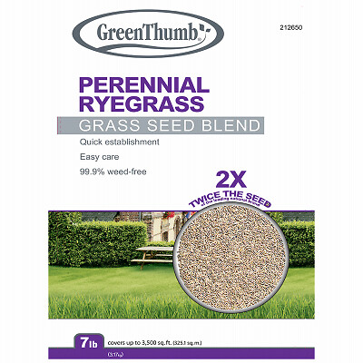 Green Thumb GVPRG7 Perennial Ryegrass Seed Mix, 7 Lbs., Covers 960 Sq. Ft. –