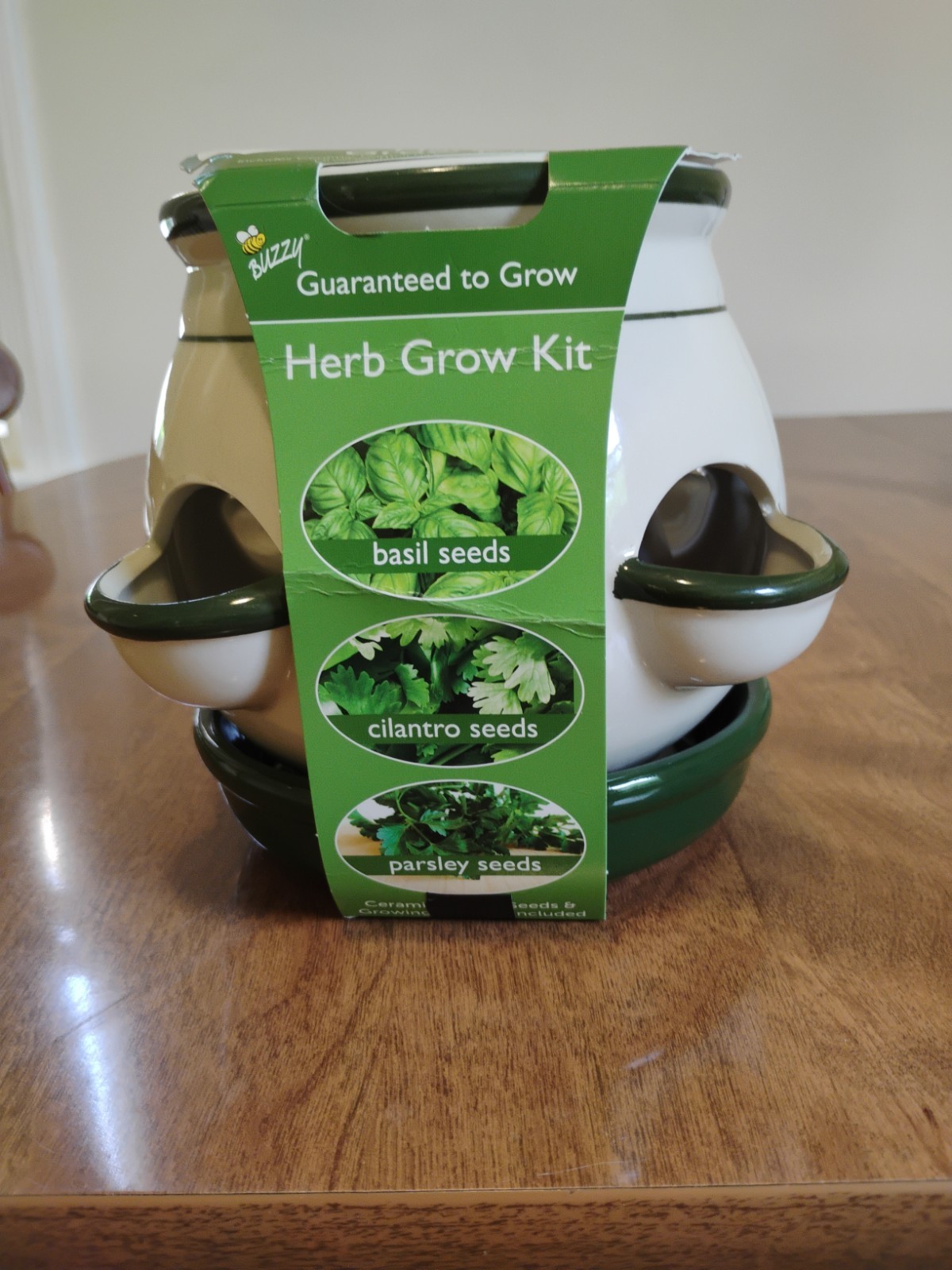 Buzzy Herb Grow Kit Includes Ceramic Planter, Basil, Cilantro, And Parsley…