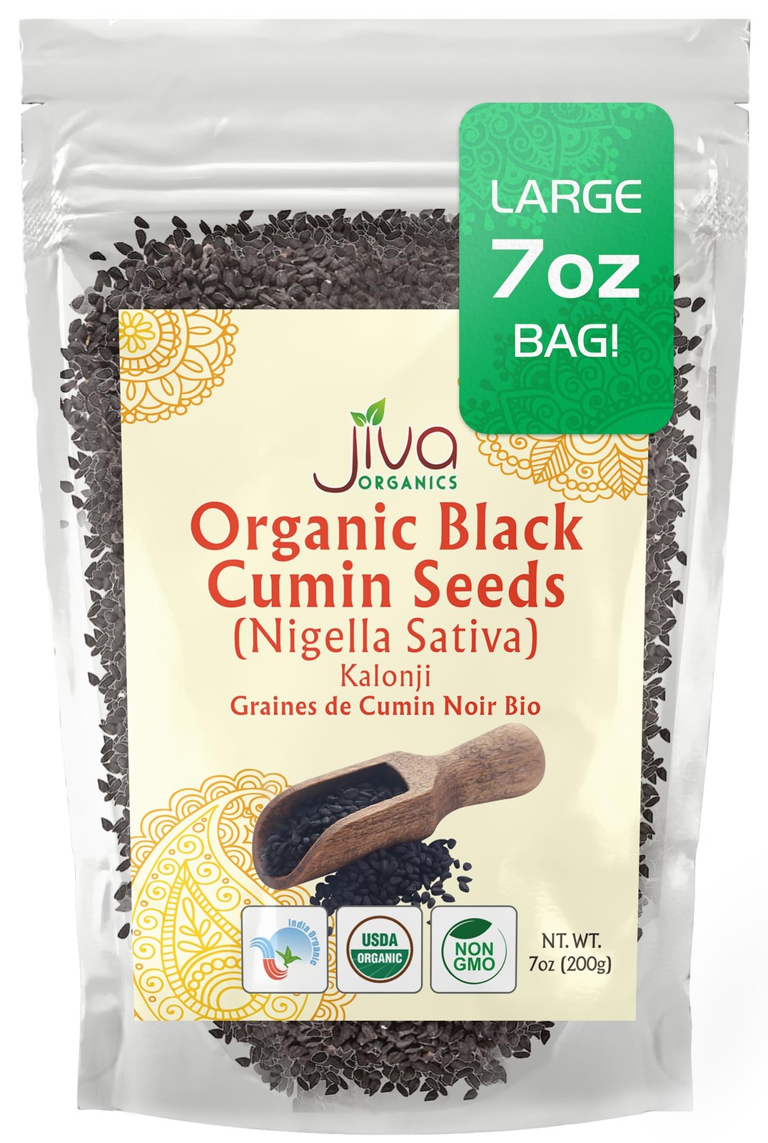 Organic Nigella Seeds 7oz Whole Black Seed, Kalonji, Black Cumin