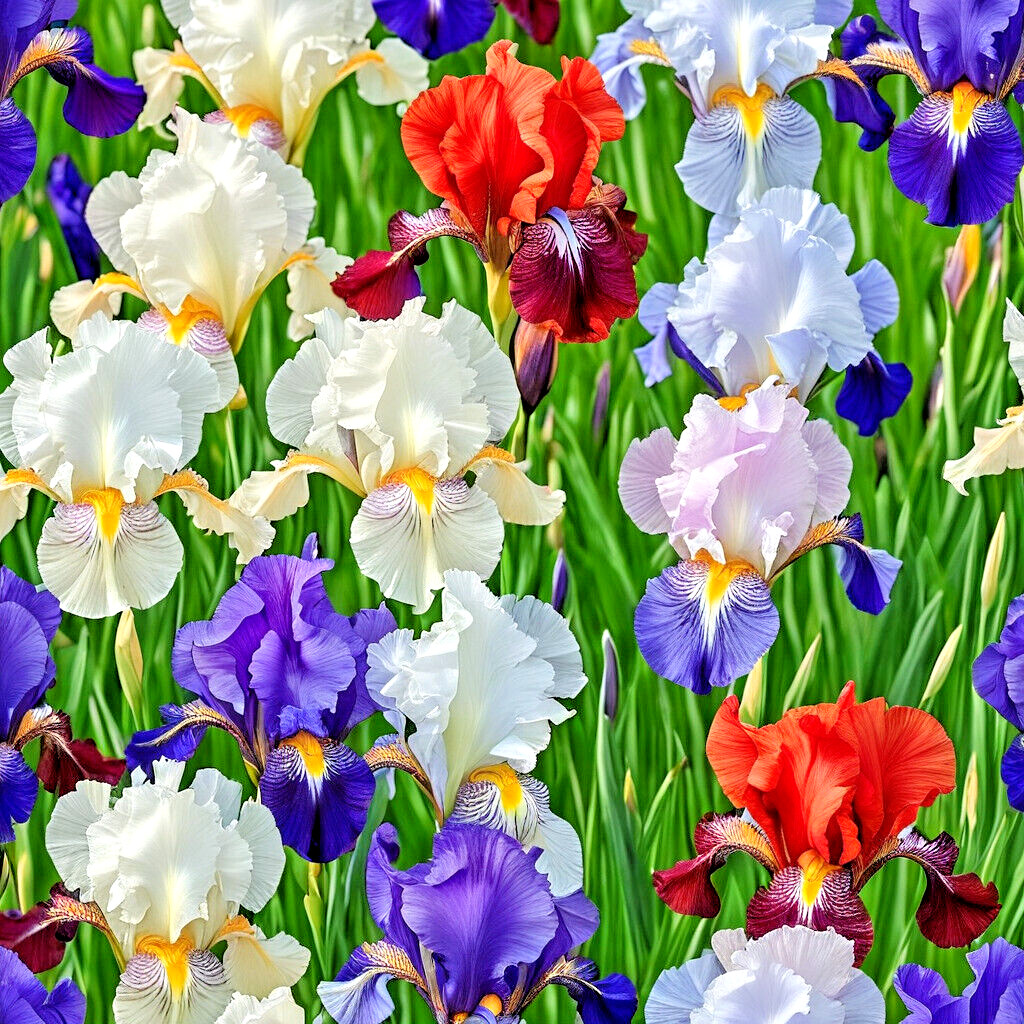 30+ Iris Flower Seeds (Iris siberica) Colorful Mix: Purple, White, Red and Blue