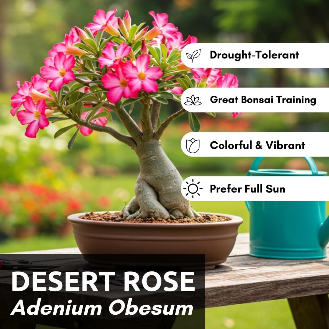 20 Mixed Color Desert Rose Seeds – Exotic Adenium Obesum for Indoor Gardening
