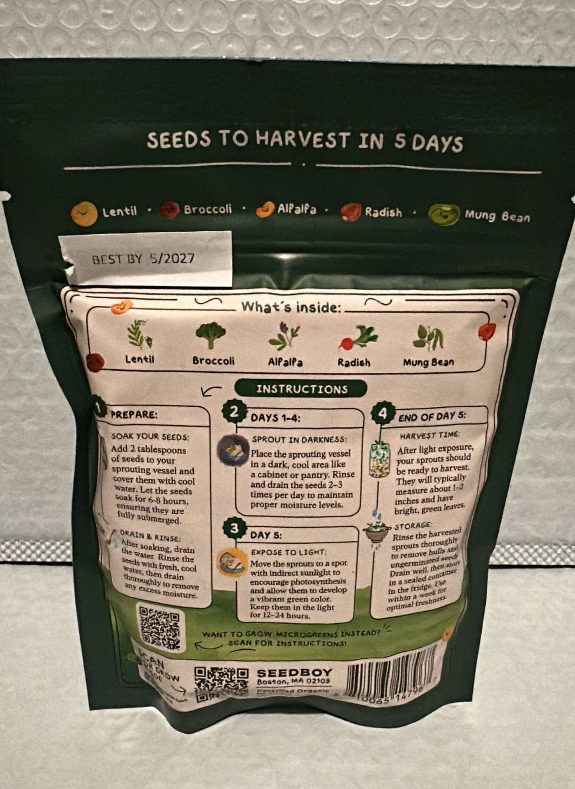 Organic Sprouting Seeds – Salad Blend Variety- Non-GMO, USA Grown Microgreens…