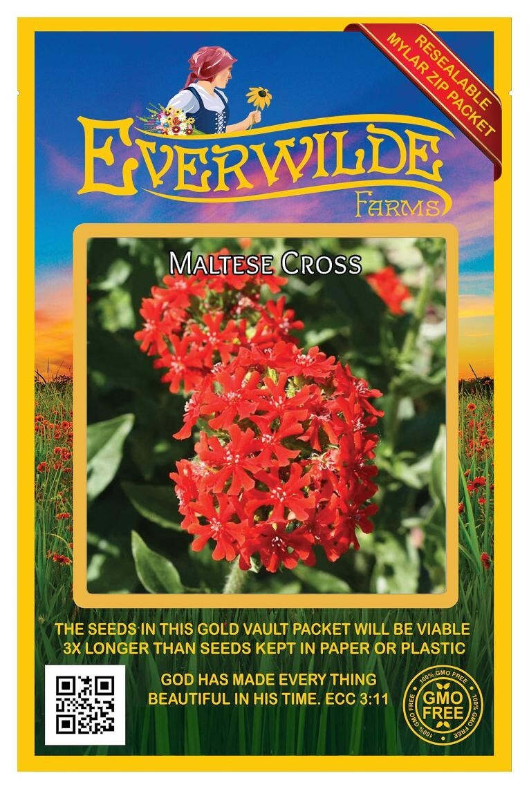 2000 Maltese Cross Wildflower Seeds – Everwilde Farms Mylar Seed Packet
