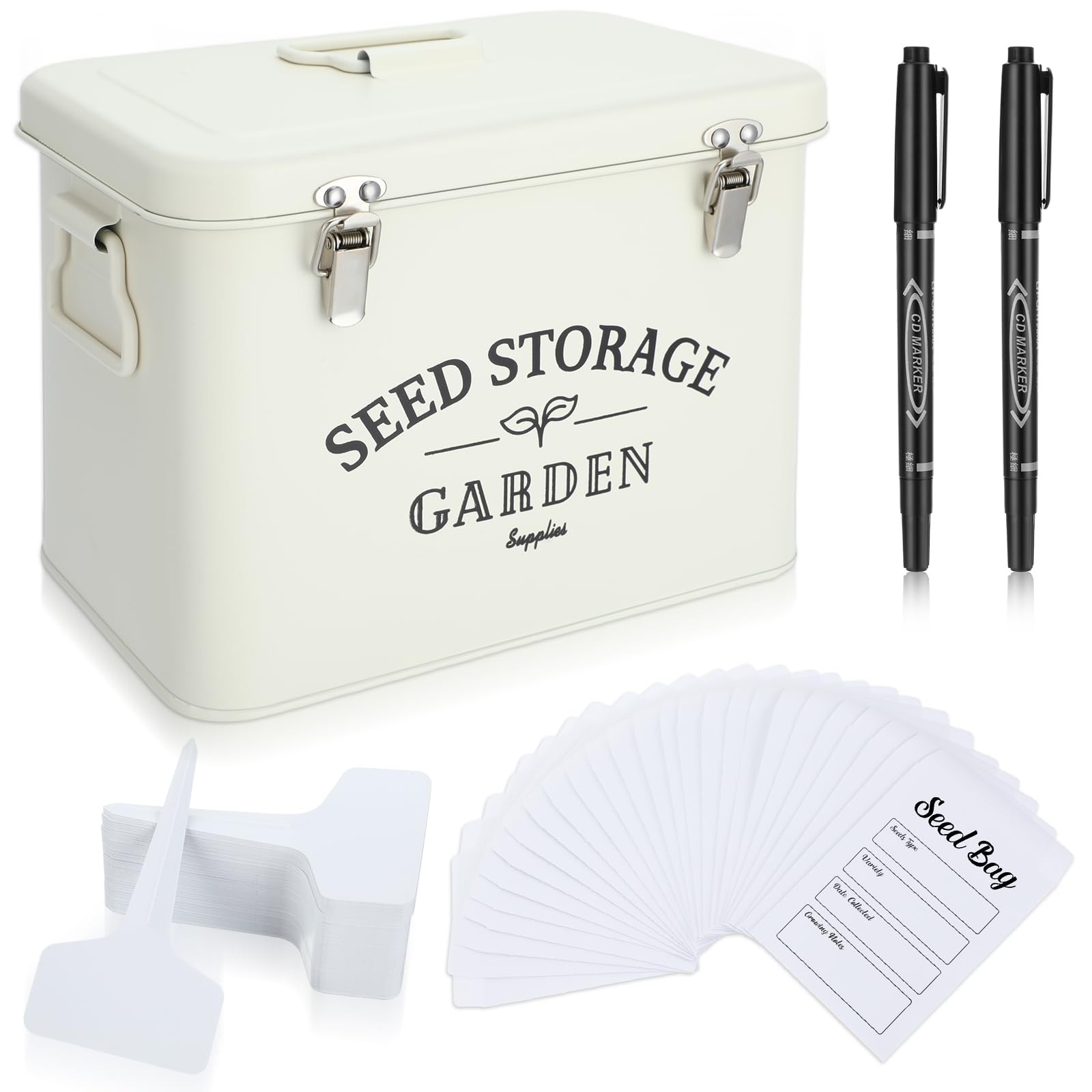 Seed Storage Container Box with Lid Garden Seed Packet Storage Organizer Deco…