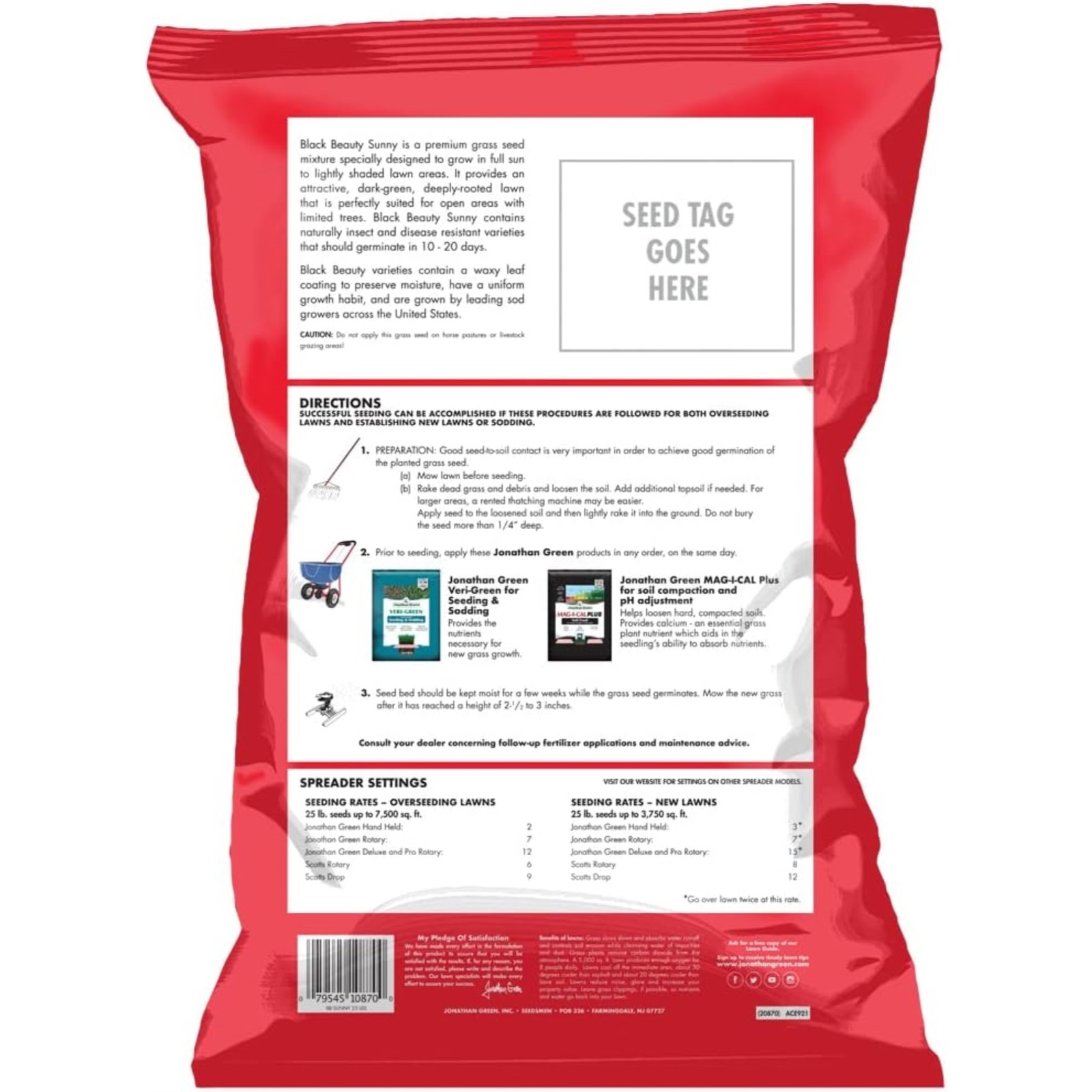 Jonathan Green (#10870) Black Beauty Sunny Premium Grass Seed Mixture, 25# bag