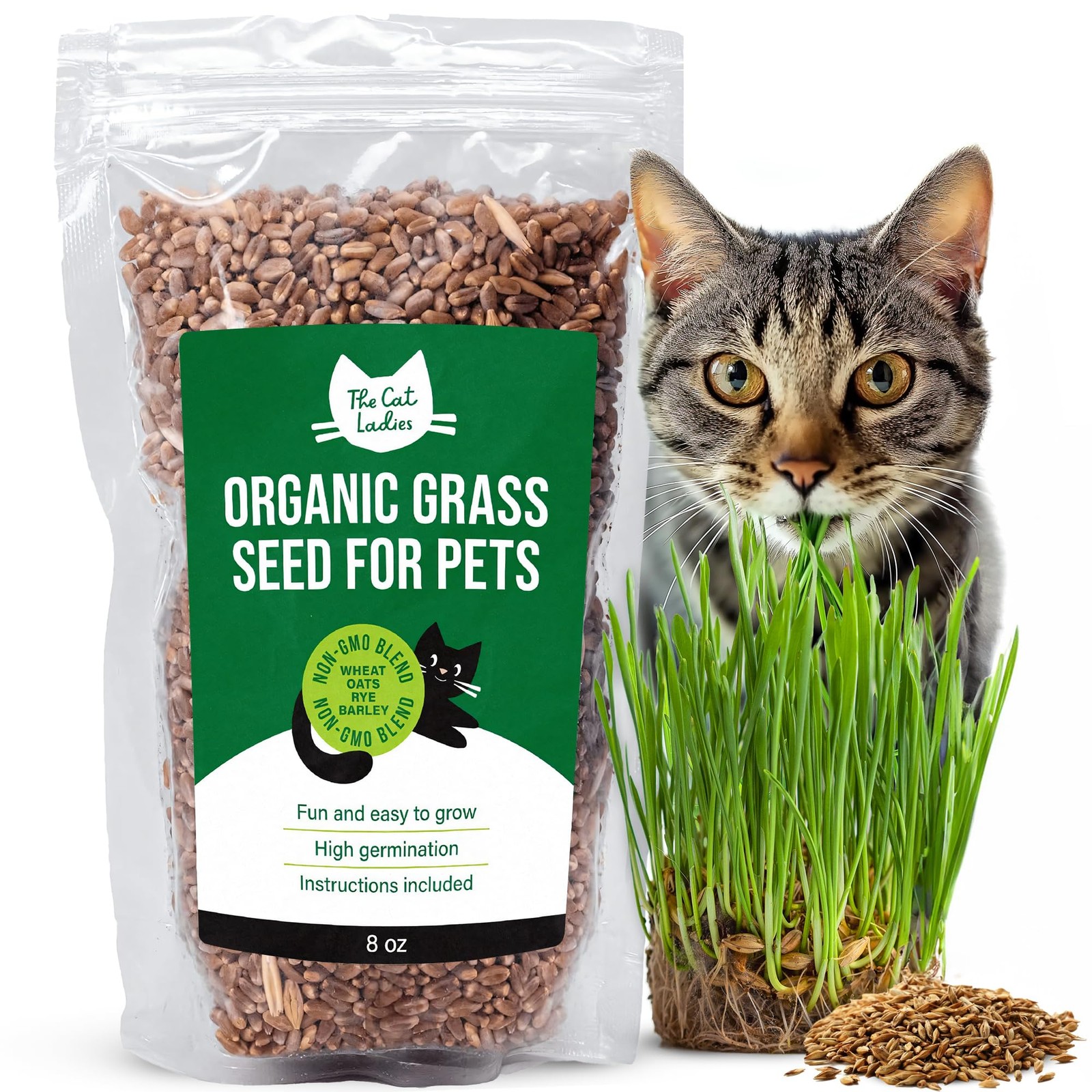 100% Organic Cat Grass Non GMO 8oz