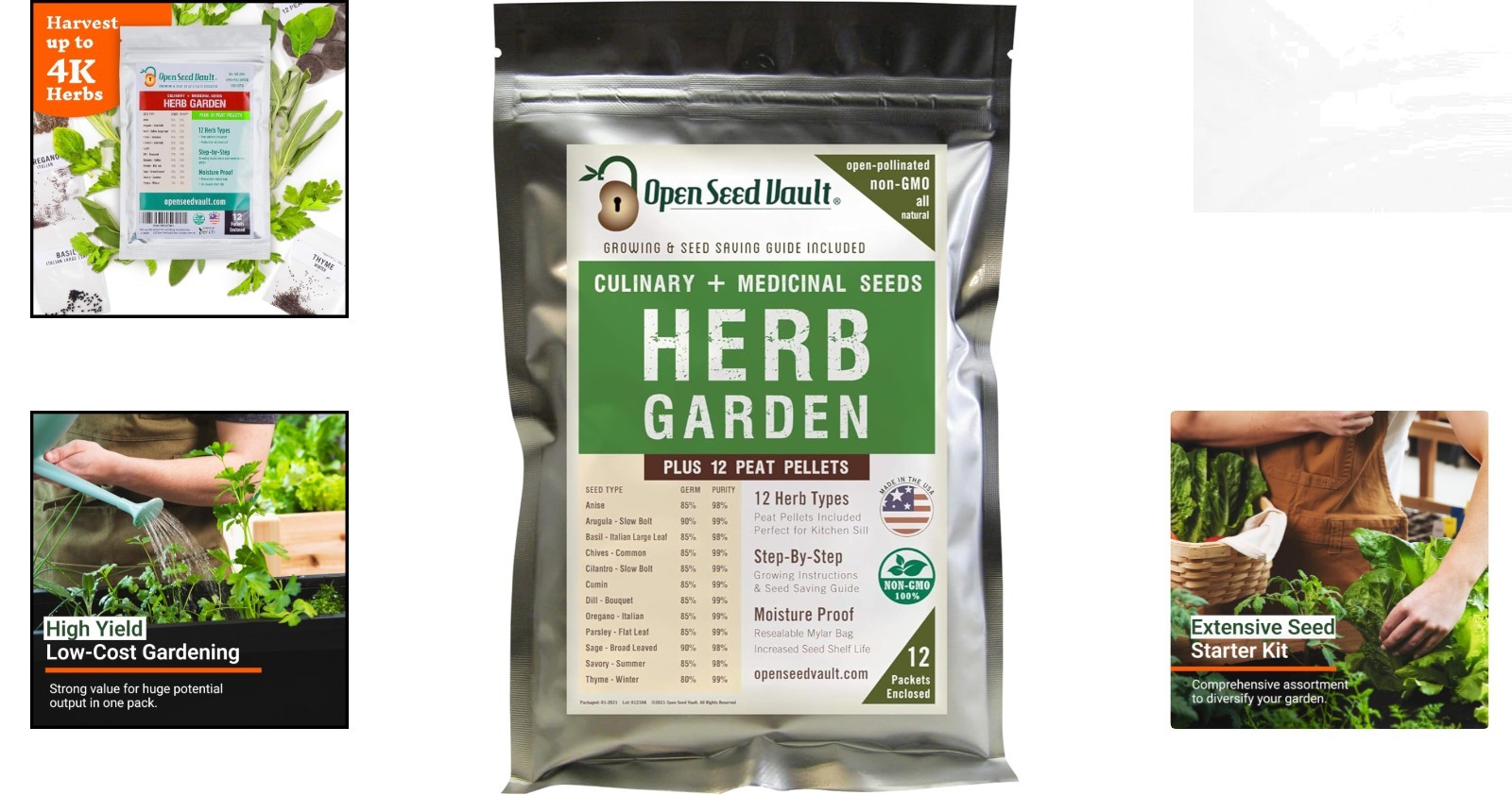 4,000 Non-GMO Heirloom Herb Seeds: 12-Pack Garden Starter Kit for Flavorful H…
