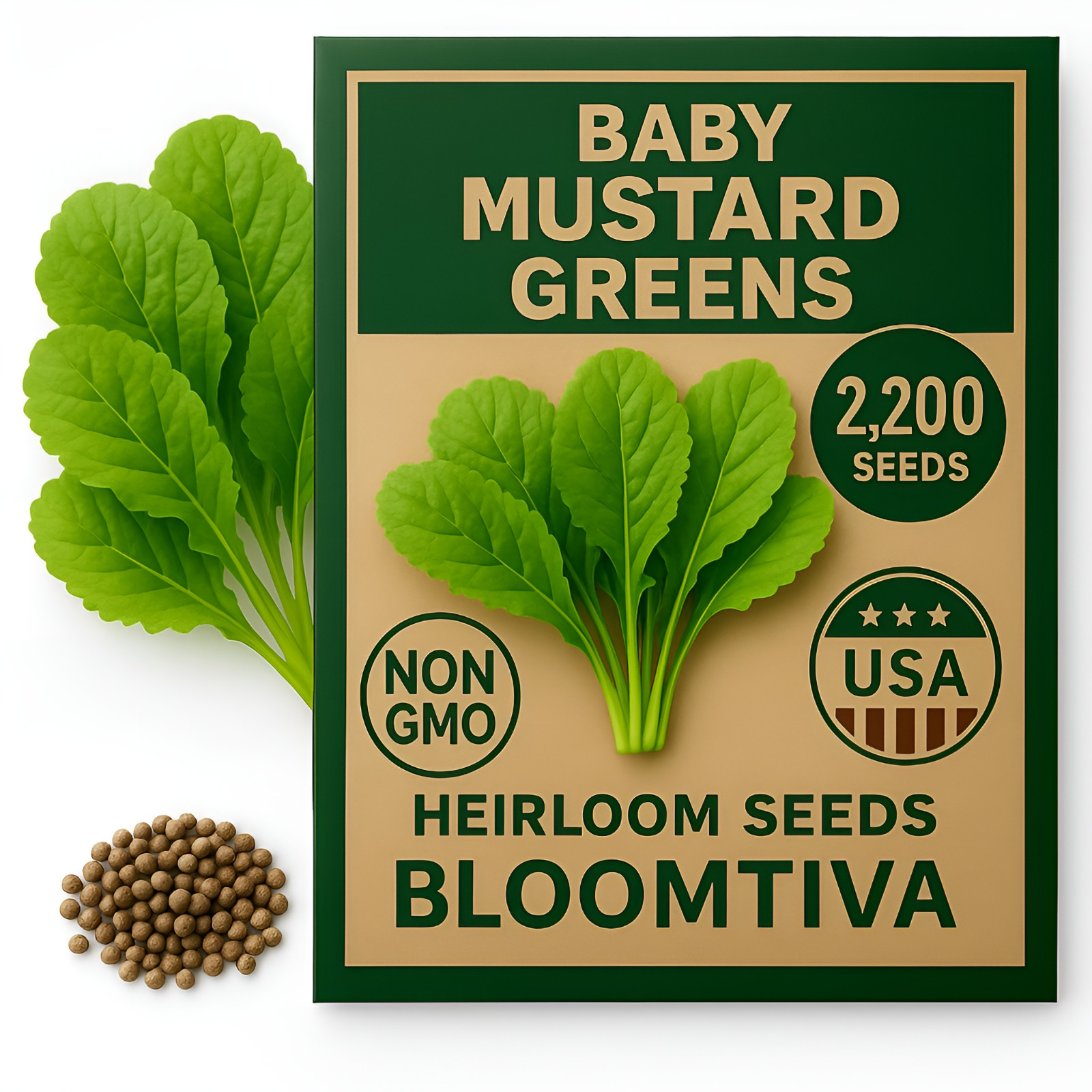 2200 Baby Mustard Greens Seeds For Planting – Cai Xanh An Non – 15 Days Harvest