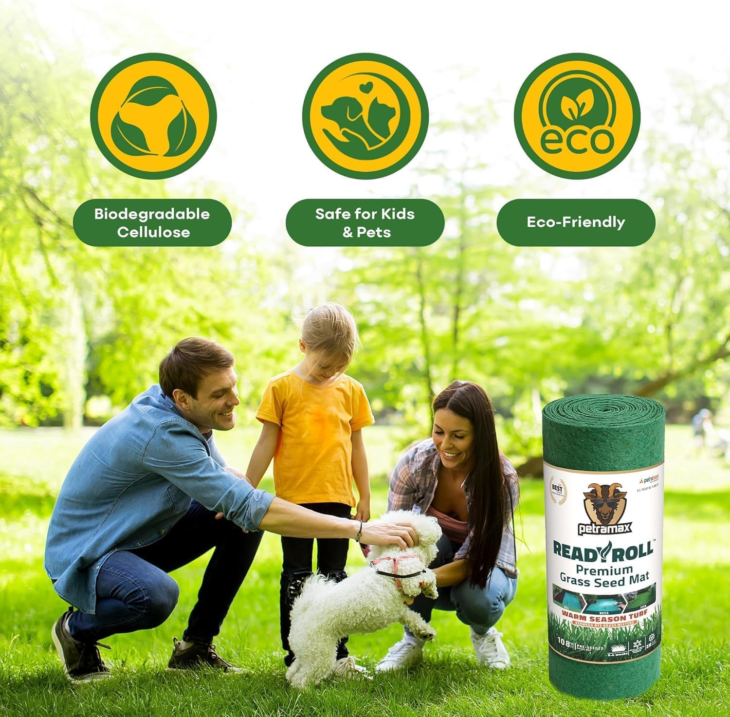 Readyroll Biodegradable Bermuda Grass Seed Mat for Southern Lawn 54 Sq Ft. 3-In-