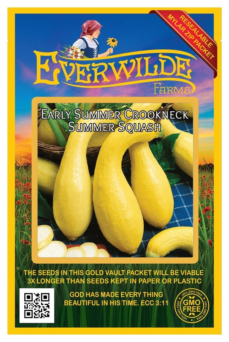 40 Early Summer Crookneck Summer Squash Seeds – Everwilde Farms Mylar Packet