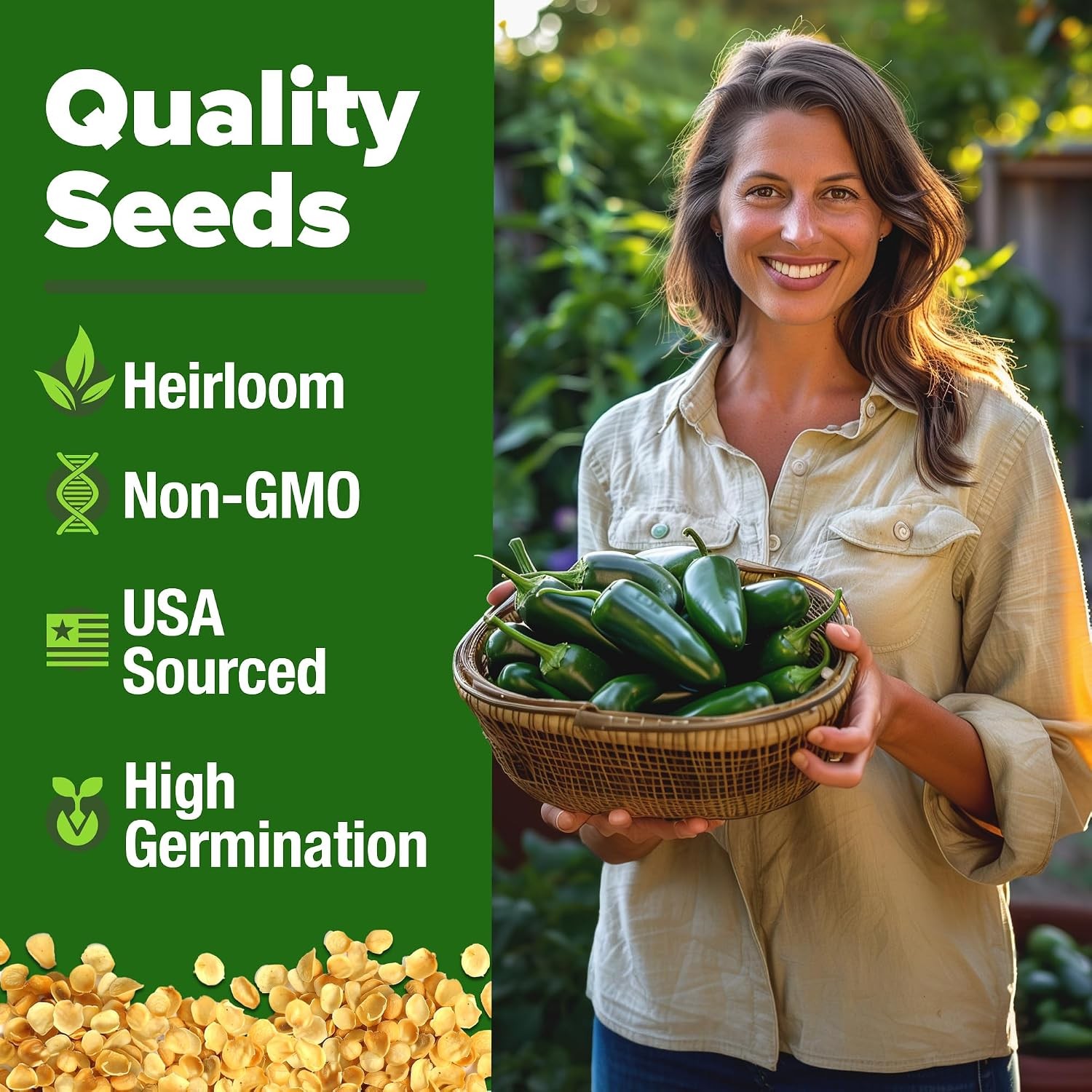 Jalapeno Pepper Heirloom Non-GMO Seeds 258+ Homegrown Jalapeno Seeds for