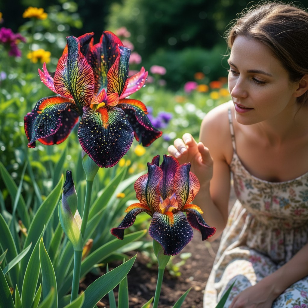50 Bearded Iris Seeds – Black Red Yellow Multicolor Rare Blooms