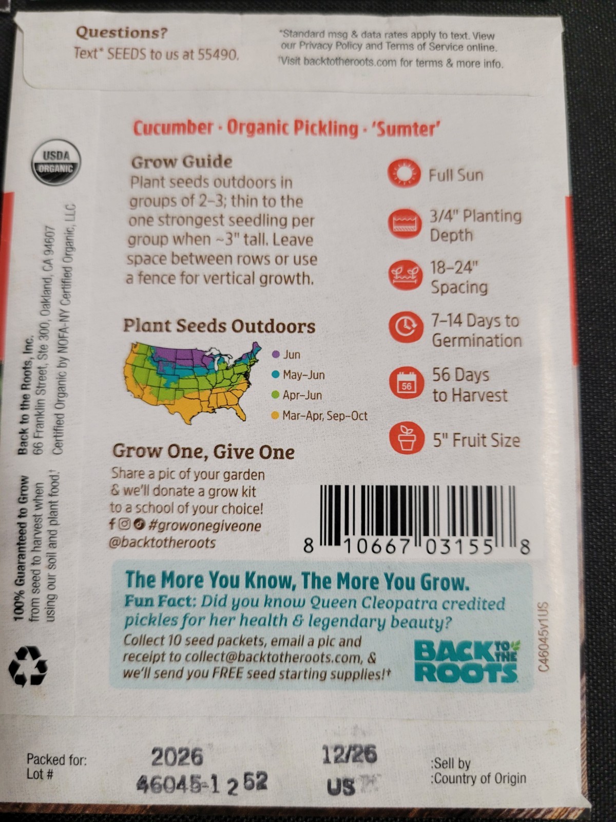Back to the Roots Herbs and Vegetable 4 Seed Pack Assortment (2026 Season) New