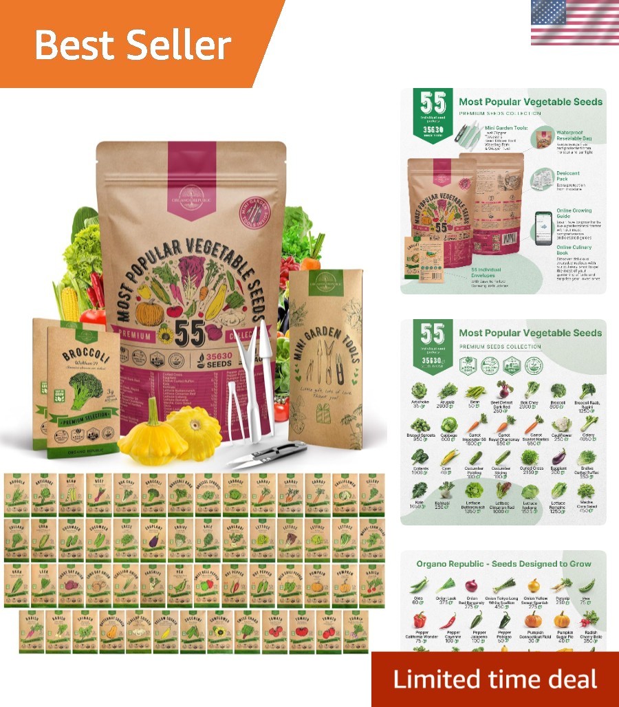 55 Non-GMO Heirloom Seeds Variety Pack – High Germination for -Round Growth