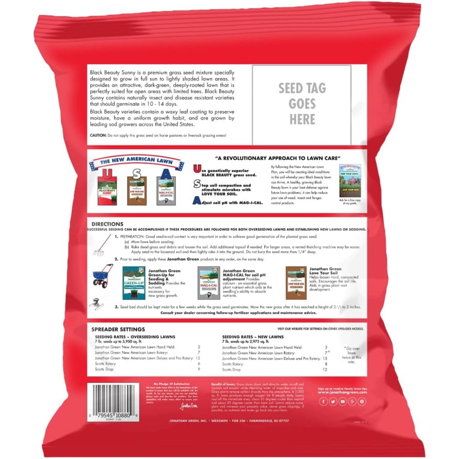 Jonathan Green Black Beauty Sunny Premium Grass Seed Mixture, 7lbs