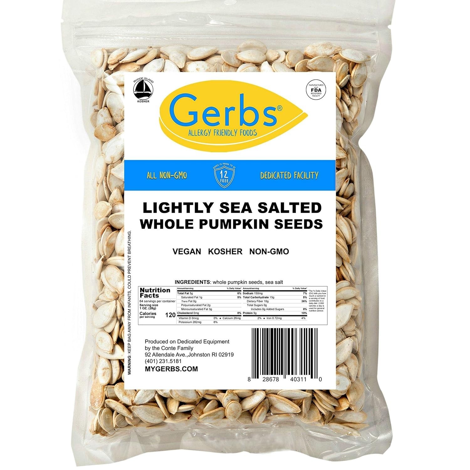 4LB Whole Pumpkin Seeds – Roasted, , Kosher, Allergen Free, Non-GMO Snack