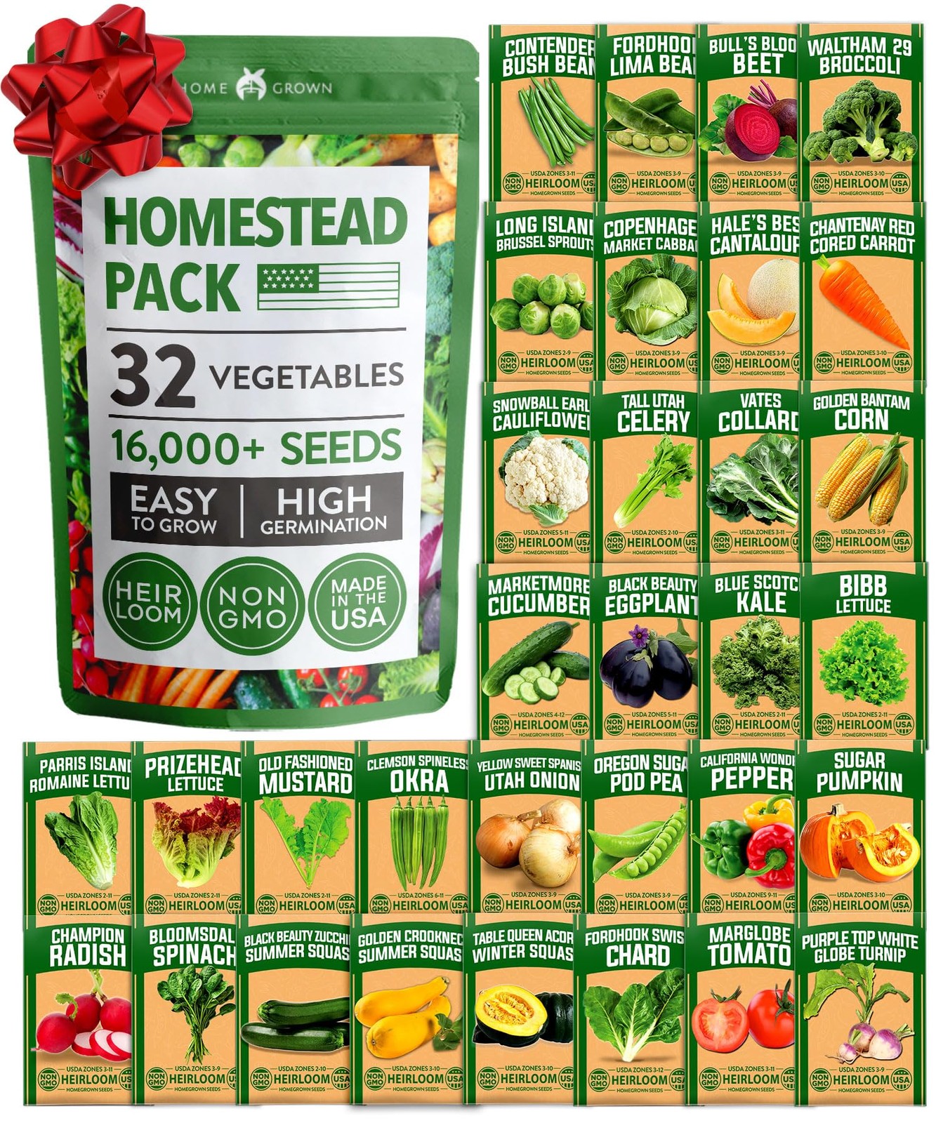 32 Heirloom Vegetable and Fruit Seeds for Planting – 16,000+ Seeds | Non-GMO …