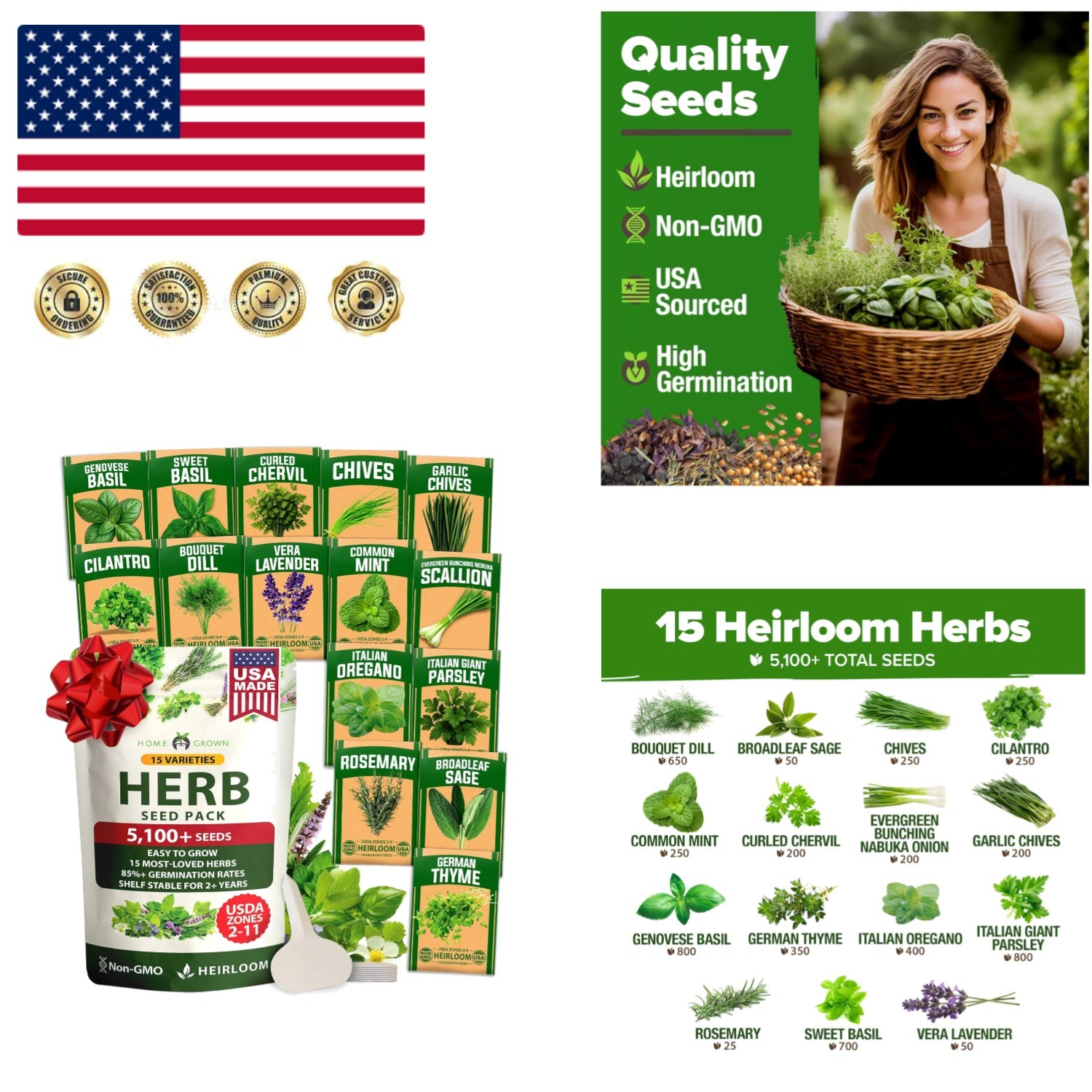15-Pack Herb Seeds Variety Kit – Non-GMO, Easy-to-Grow Indoor & Hydroponic Herbs