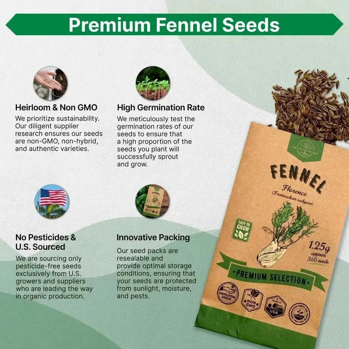 Fennel Florence Seeds Pack 1.25G