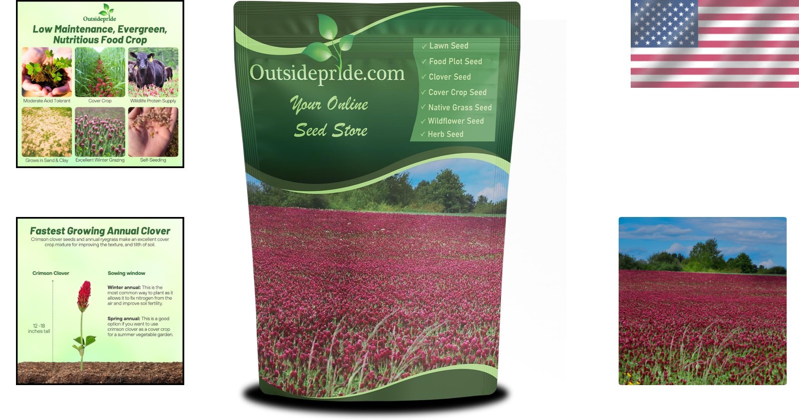 10 lbs. Crimson Clover Seeds – Ideal for Lawns, Cover Crops & Wildlife Forage