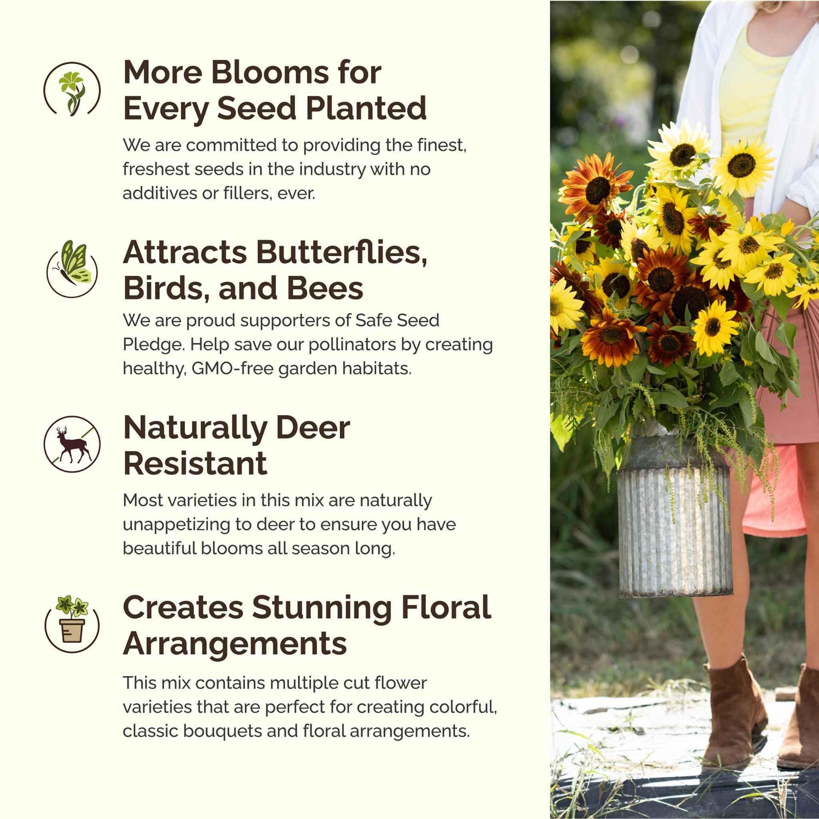 Mixed Flower Seeds for Planting – 1 lb, 480,000+ Seeds, Attracts Pollinators, Sp