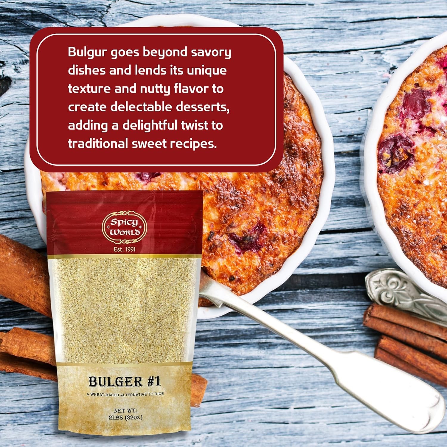 Spicy World Bulgur Cracked Wheat Fine #1, 2 LB Bag (32oz) 2 Pound (Pack of 1)