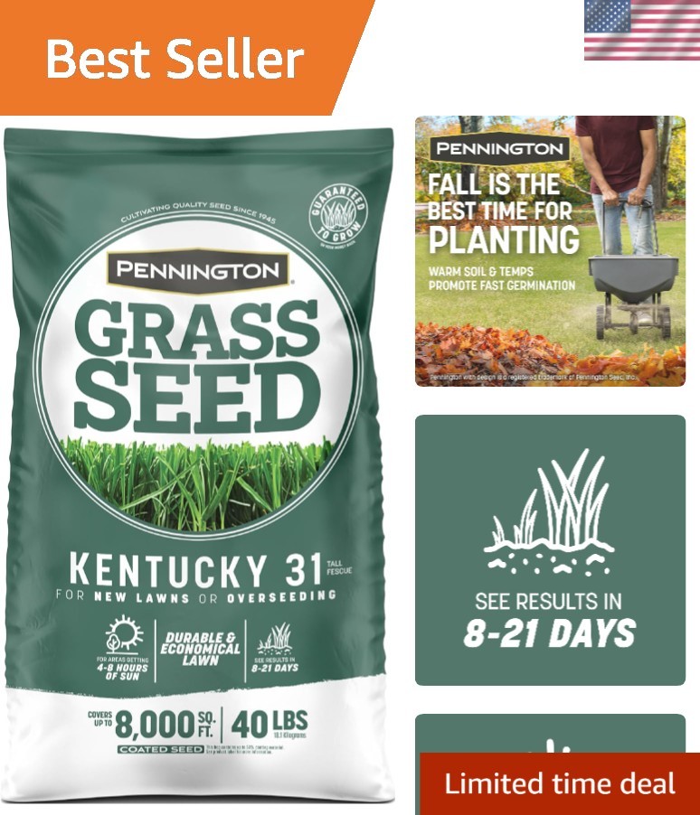 Durable Kentucky 31 Tall Fescue Grass Seed 40 lbs – Quick Germination 8-21 Days