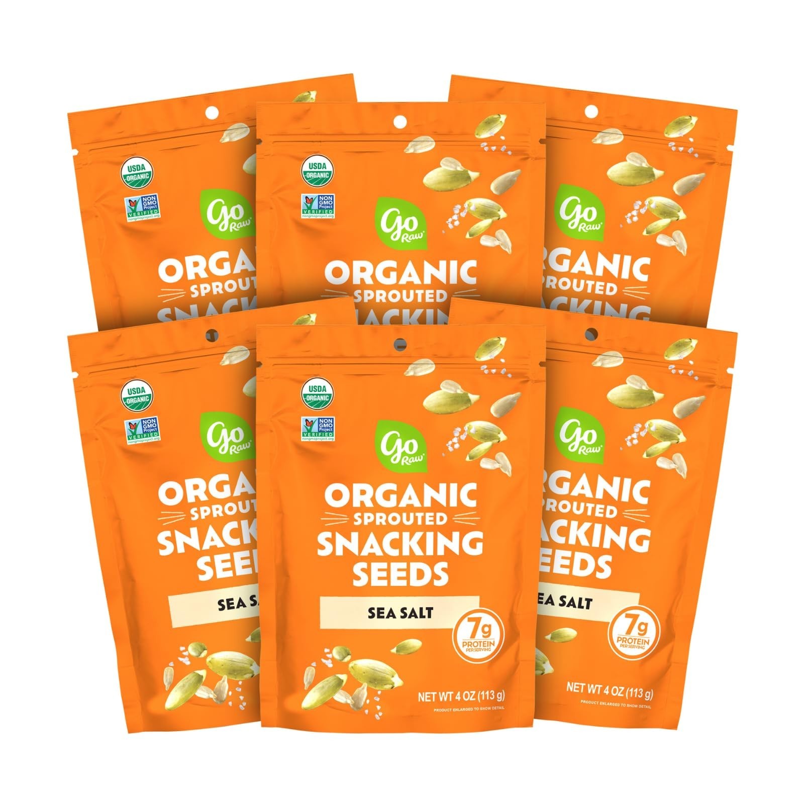 Organic Sprouted Sea Salt Snacking Seeds – Pumpkin & Sunflower, Keto, 6 Pack, 4