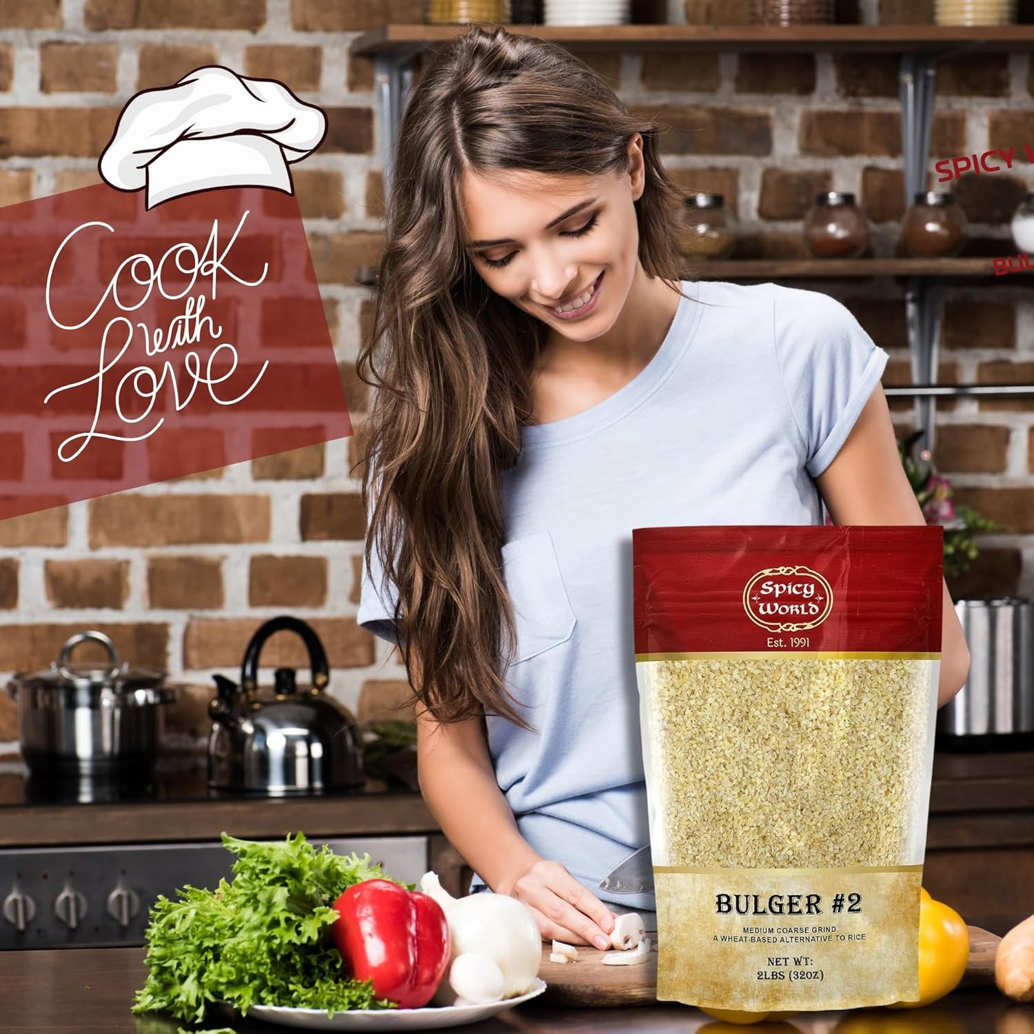 Bulgur Cracked Wheat Medium Coarse #2, 2 LB Bag (32oz) | 2 Pound (Pack of 1)