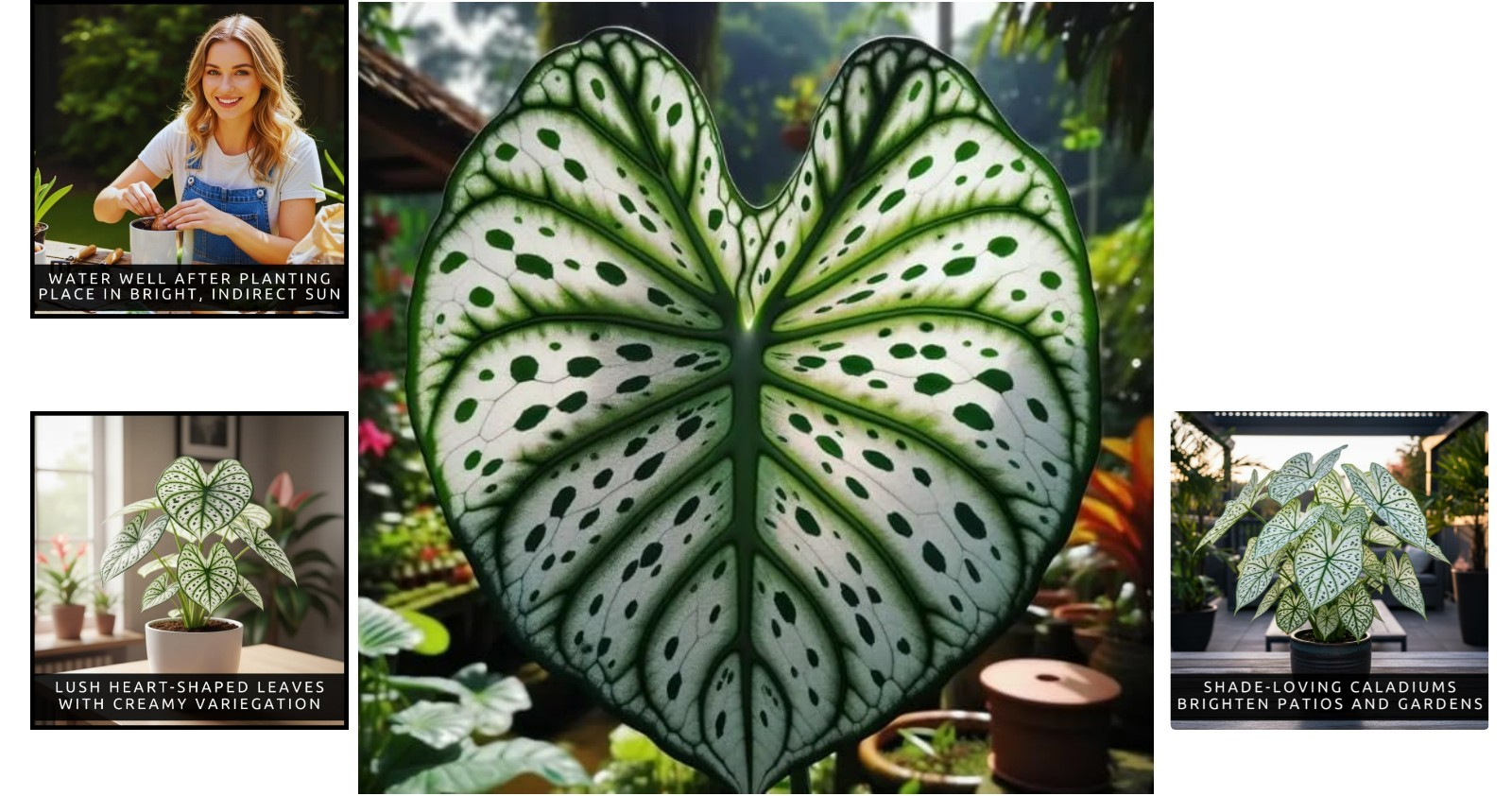 Vibrant Green and White Caladium Bulbs – Perfect Gift for Plant Lovers (6 Bulbs)