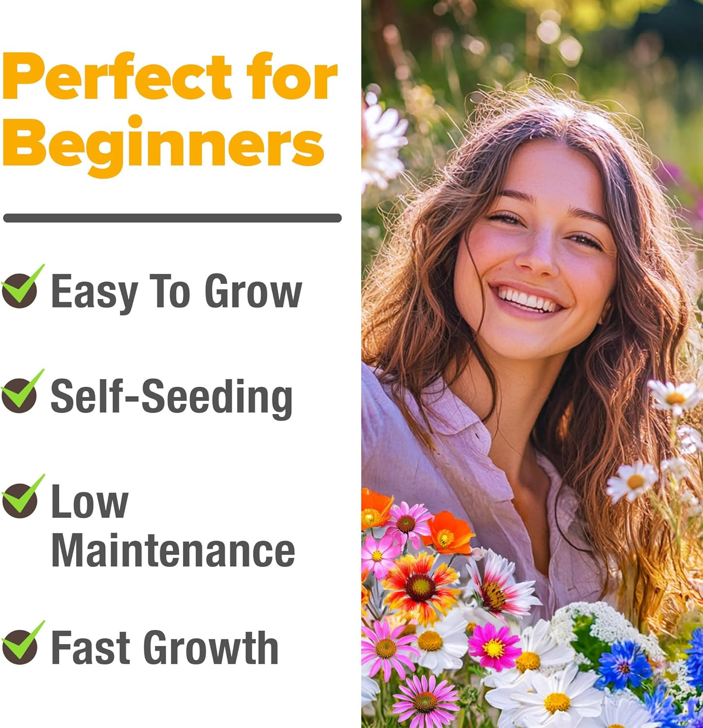90,000+ Wildflower Seeds Mix 3Oz 24 Varieties Non-Gmo Perennial Flower Seeds for