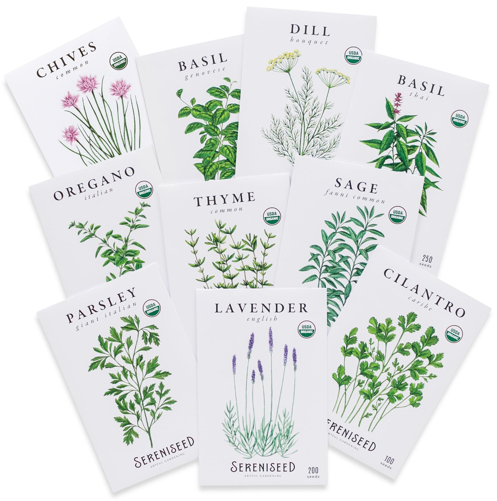 Certified Organic Herb Seeds (10-Pack) – Non GMO, Heirloom – Starting Video -…
