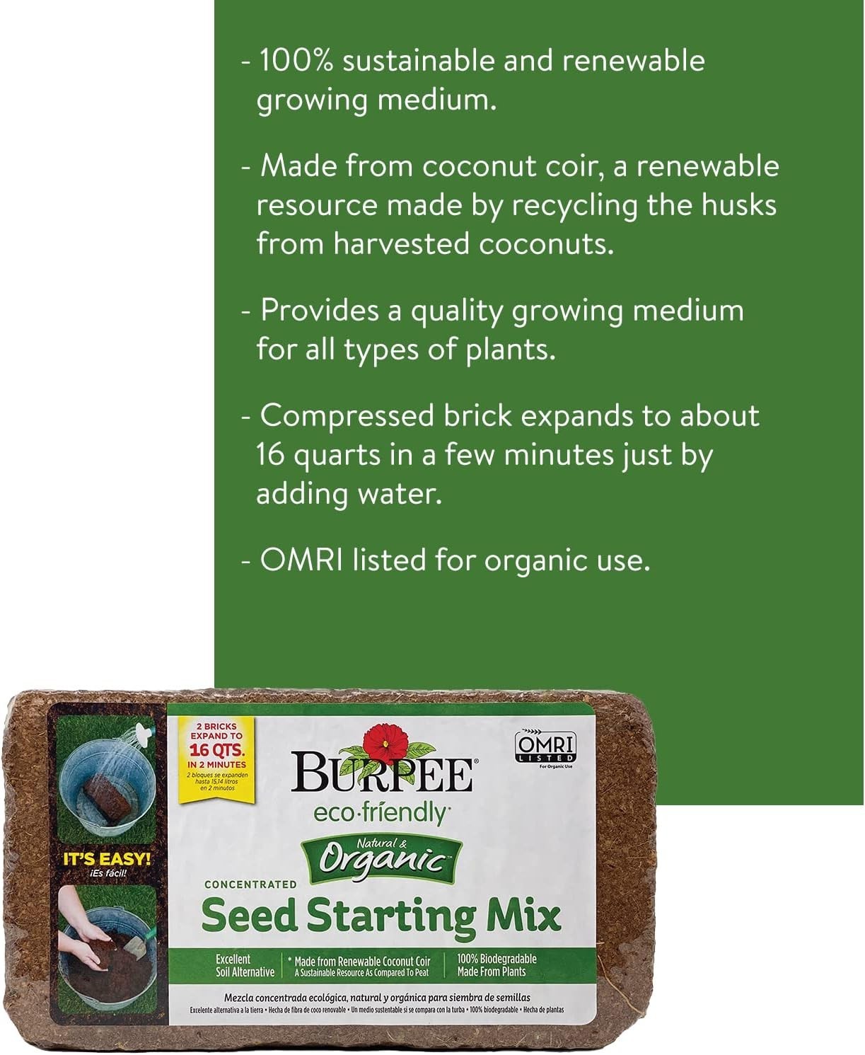 16 Quart Coconut Coir Seed Starting Mix – Eco-Friendly & Biodegradable
