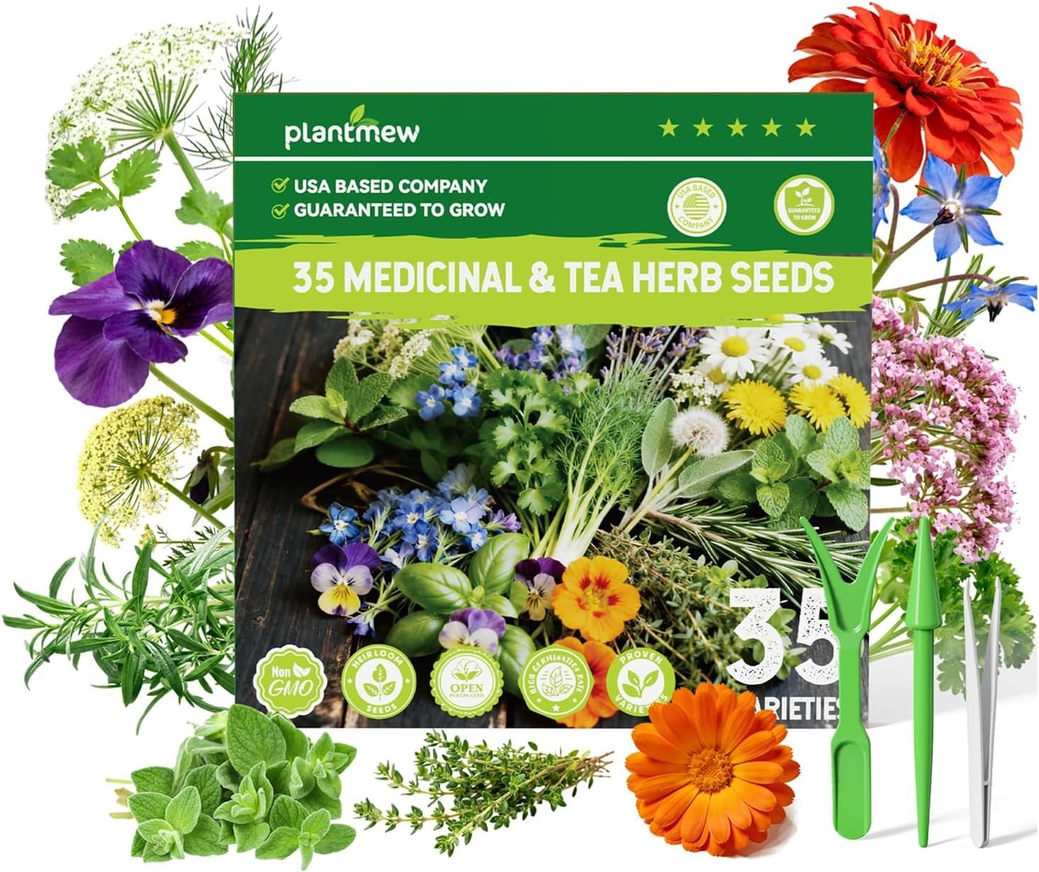 Medicinal & Tea Herb Seeds for Planting – 35 Non-GMO Heirloom Variety Pack fo…