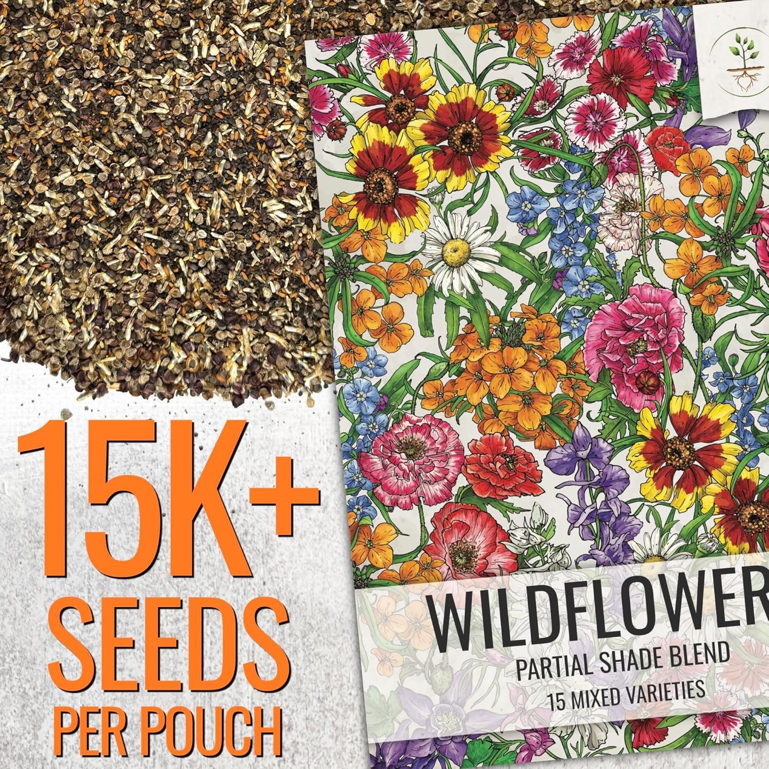 1 oz Wildflower Seed Mix for Partial Shade – Attracts Butterflies & Pollinators
