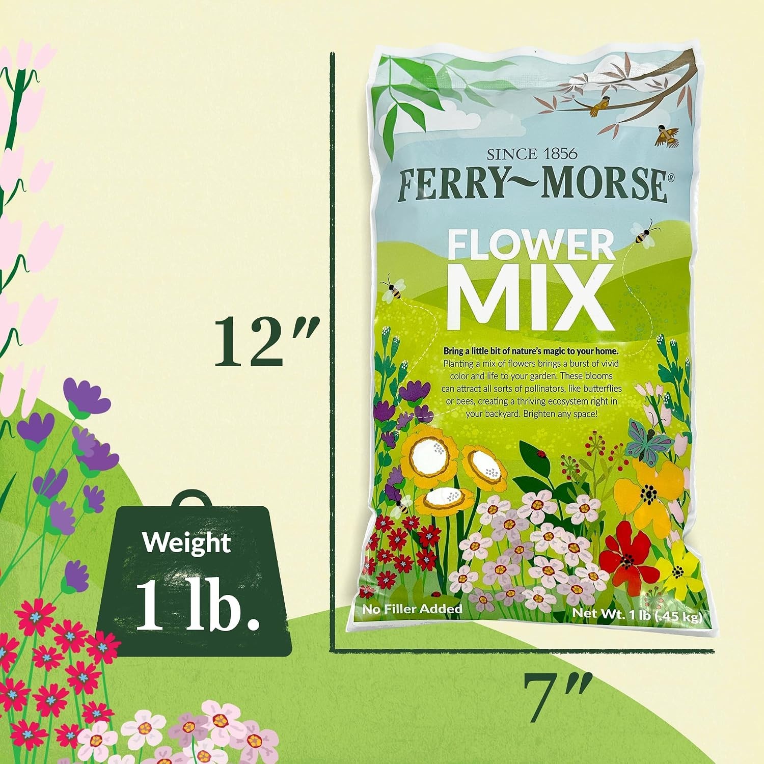 Non-GMO Wildflower Seed Blend, Midwest Gardens, 1 lb