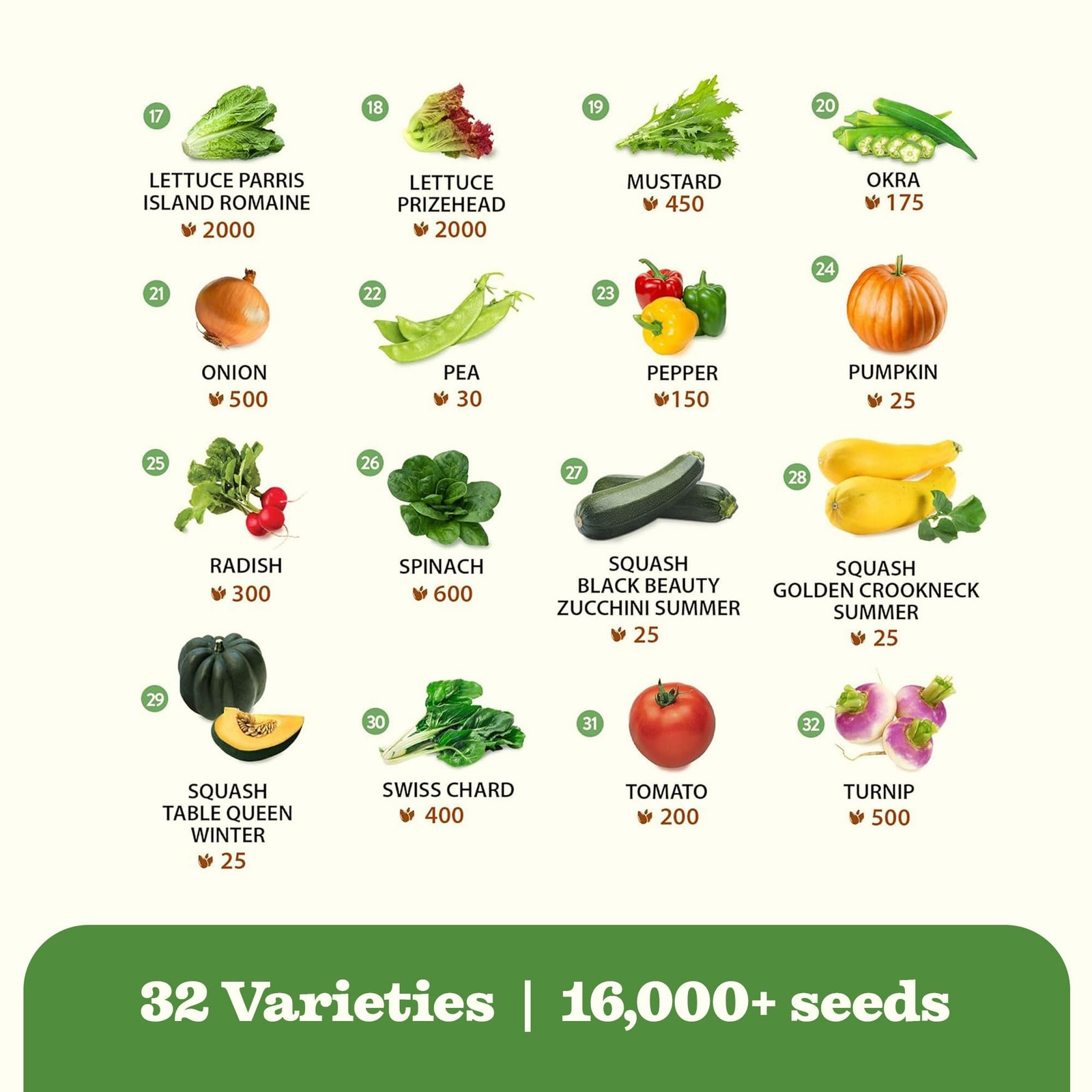 32 Heirloom Vegetable and Fruit Seeds for Planting – 16,000+ Seeds | Non-GMO …