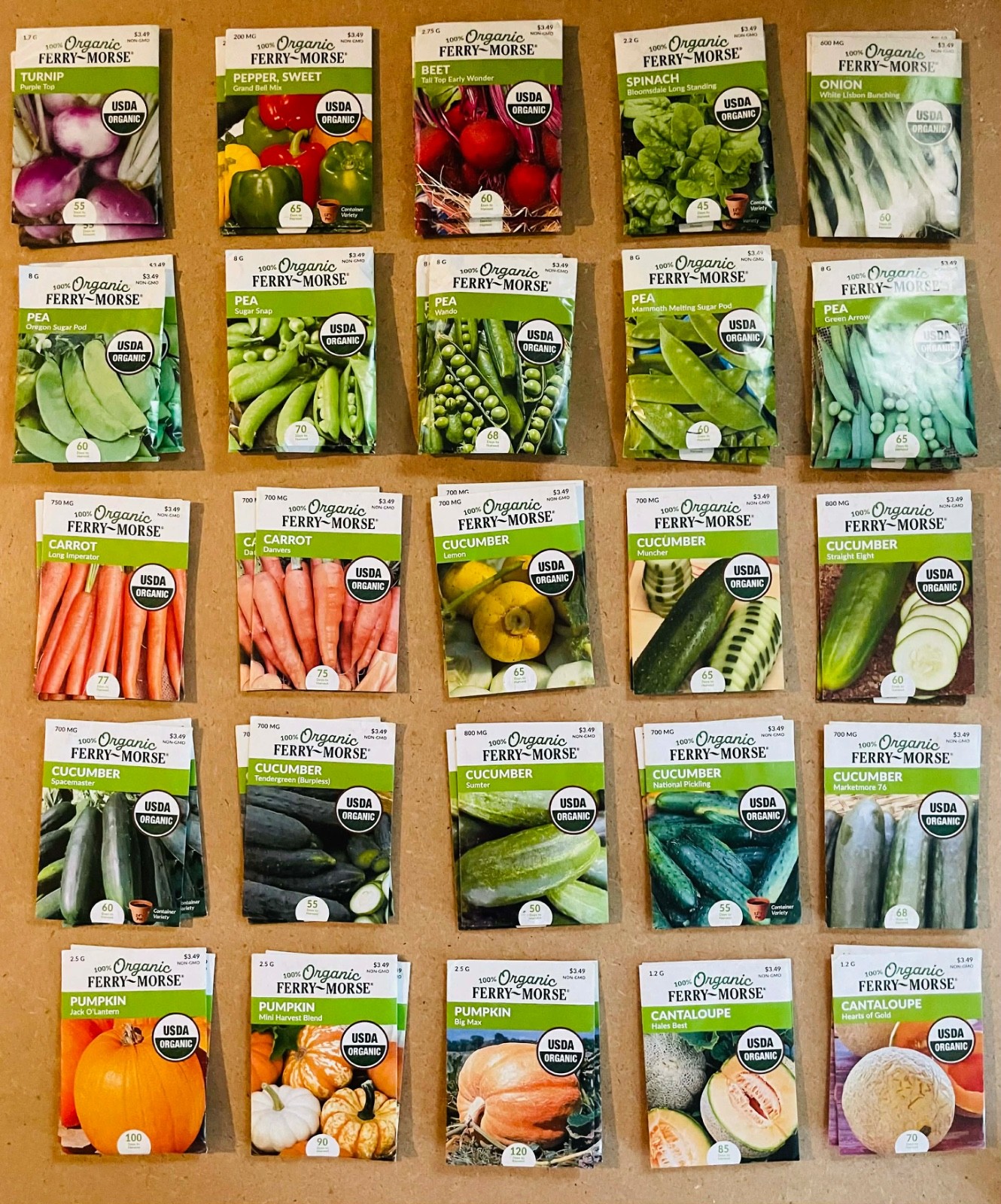 Lot of 130 Ferry Morse Herb and Vegetable Seeds. Non Gmo. Dated 2025