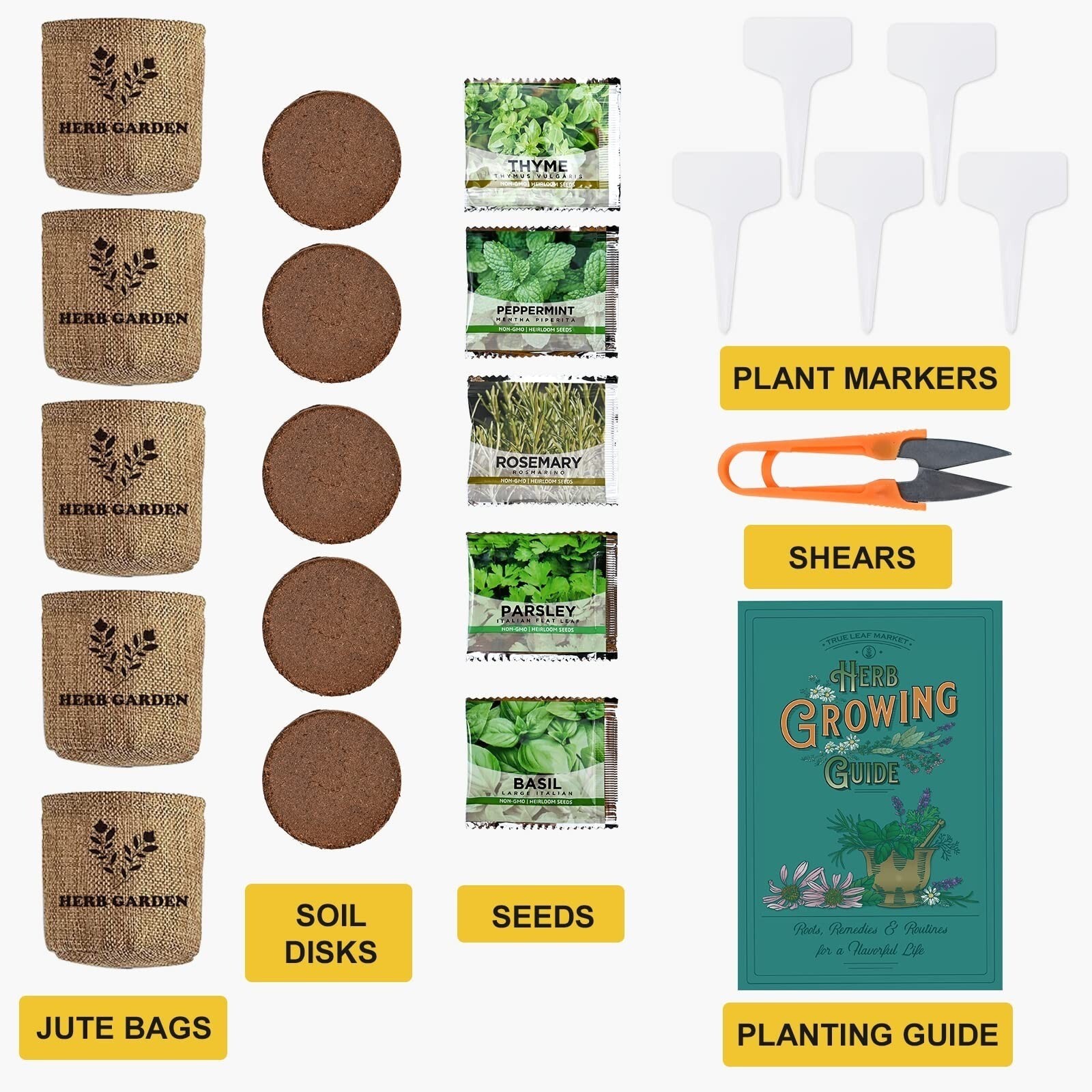 Indoor Herb Garden Starter Kit, 5 Non-Gmo Herb Seeds – Basil, Parsley, Rosemary,