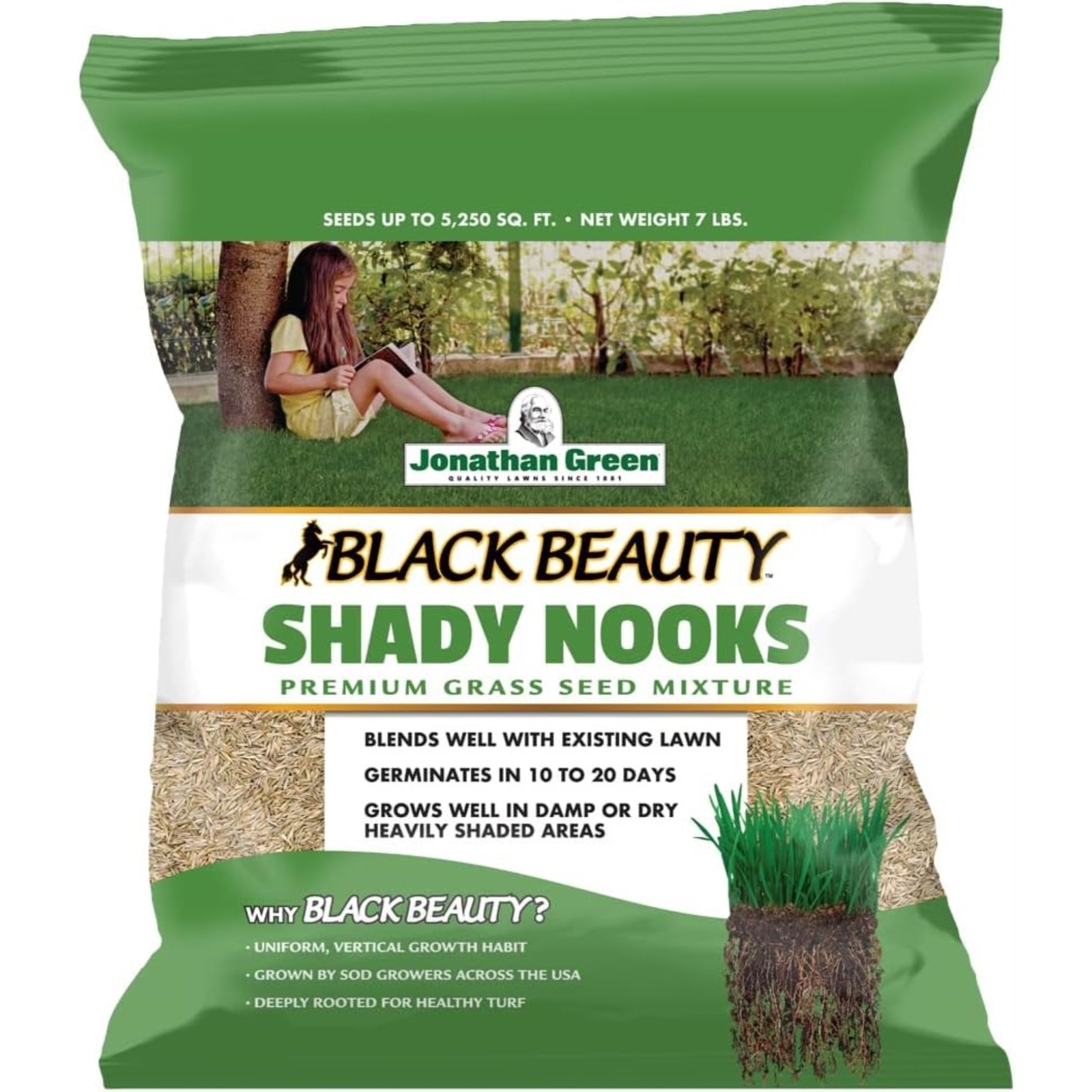 Jonathan Green Black Beauty Shady Nooks Premium Grass Seed Mixture, 7lb (2 Pack)
