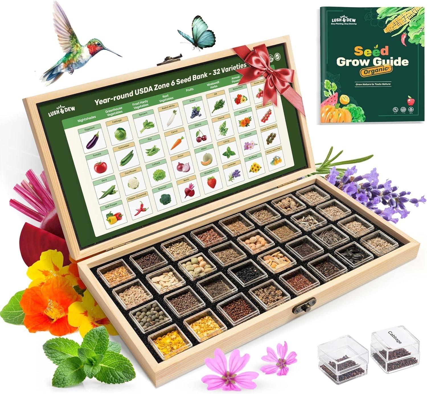 -Round Heirloom Vegetable and Herb Seed Kit with 32 Varieties USDA Zone 6