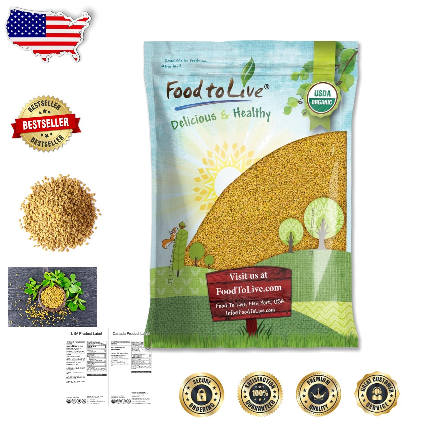 Raw Organic Fenugreek Seeds 15lb – , Kosher, Rich Iron, Gluten-Free Methi